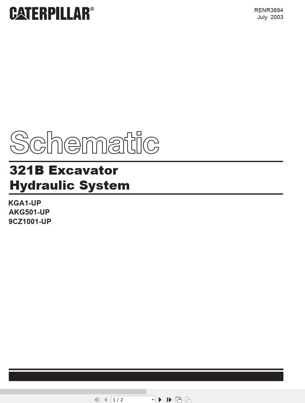 CAT Excavator 321B Hydraulic Schematic RENR3894 00 2003 (1)