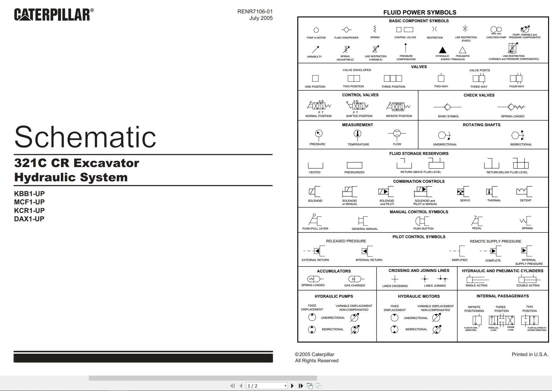 CAT Excavator 321C CR Hydraulic Schematic RENR7106 01 2005 (1)