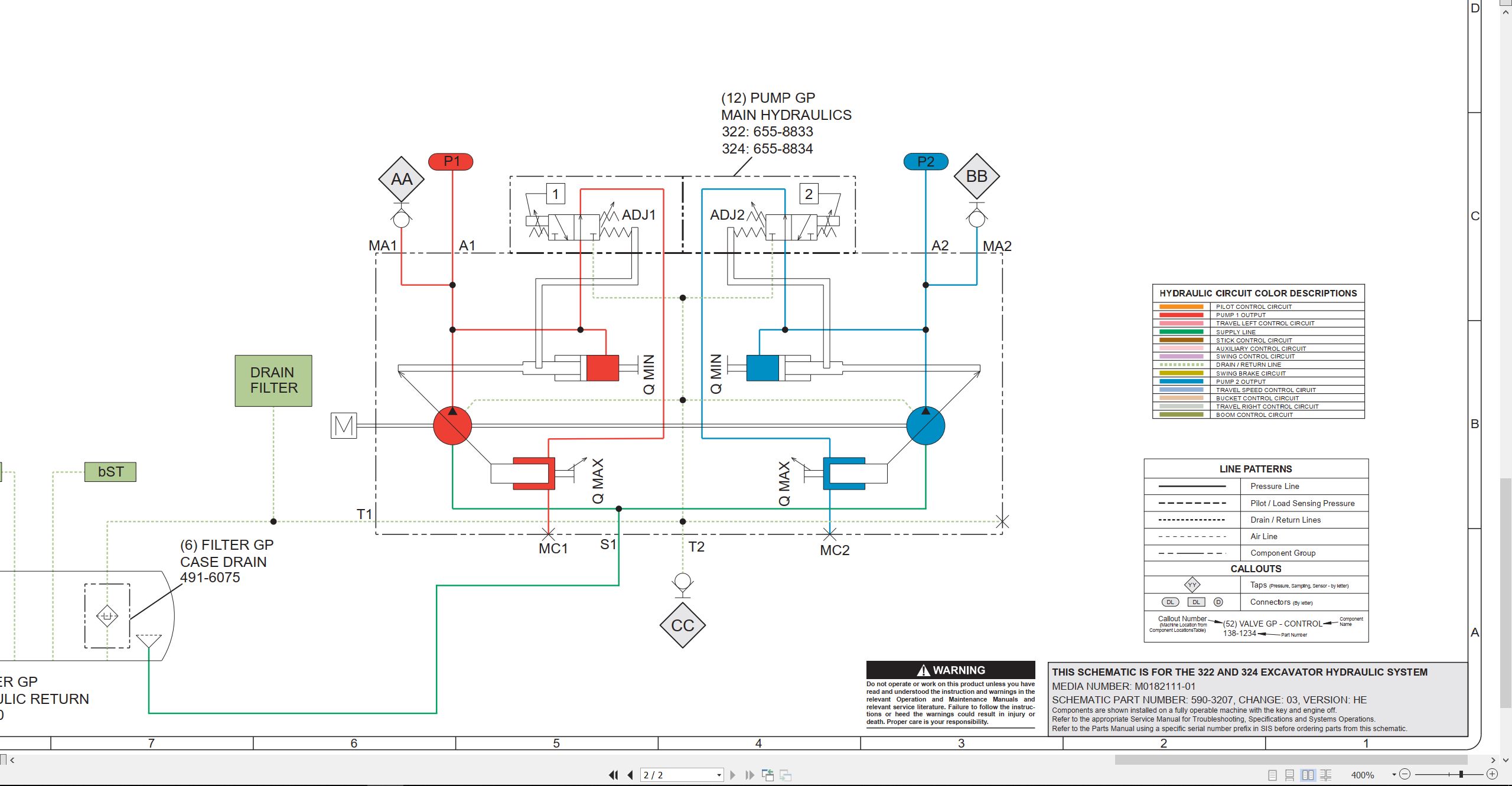 CAT Excavator 322 Electrical Hydraulic Schematic (3)