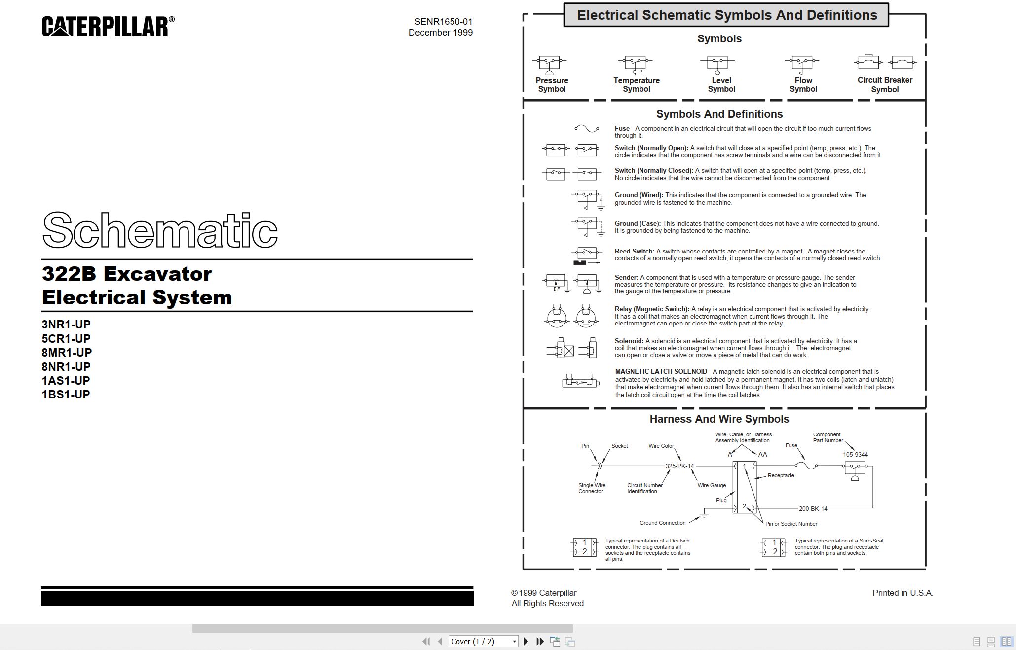 CAT Excavator 322B Electrical Hydraulic Schematic (1)