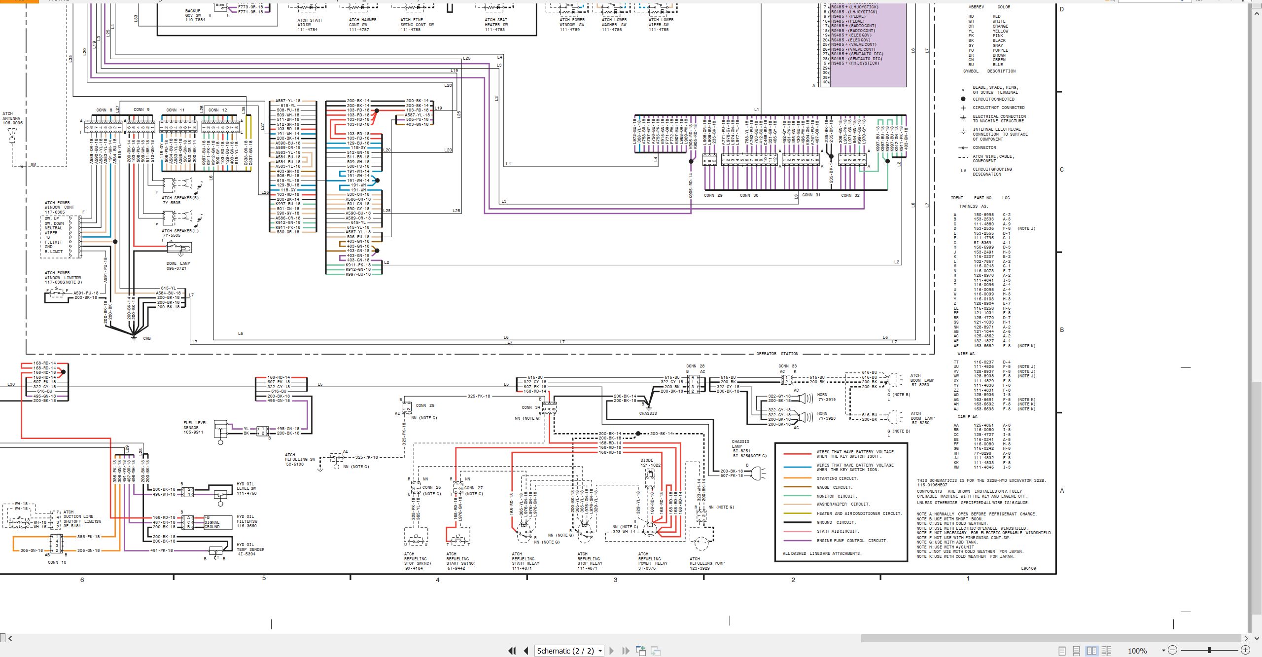 CAT Excavator 322B Electrical Hydraulic Schematic (2)