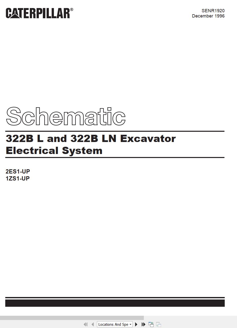 CAT Excavator 322B L 322B LN Electrical Schematic SENR1920 00 1996 (1)