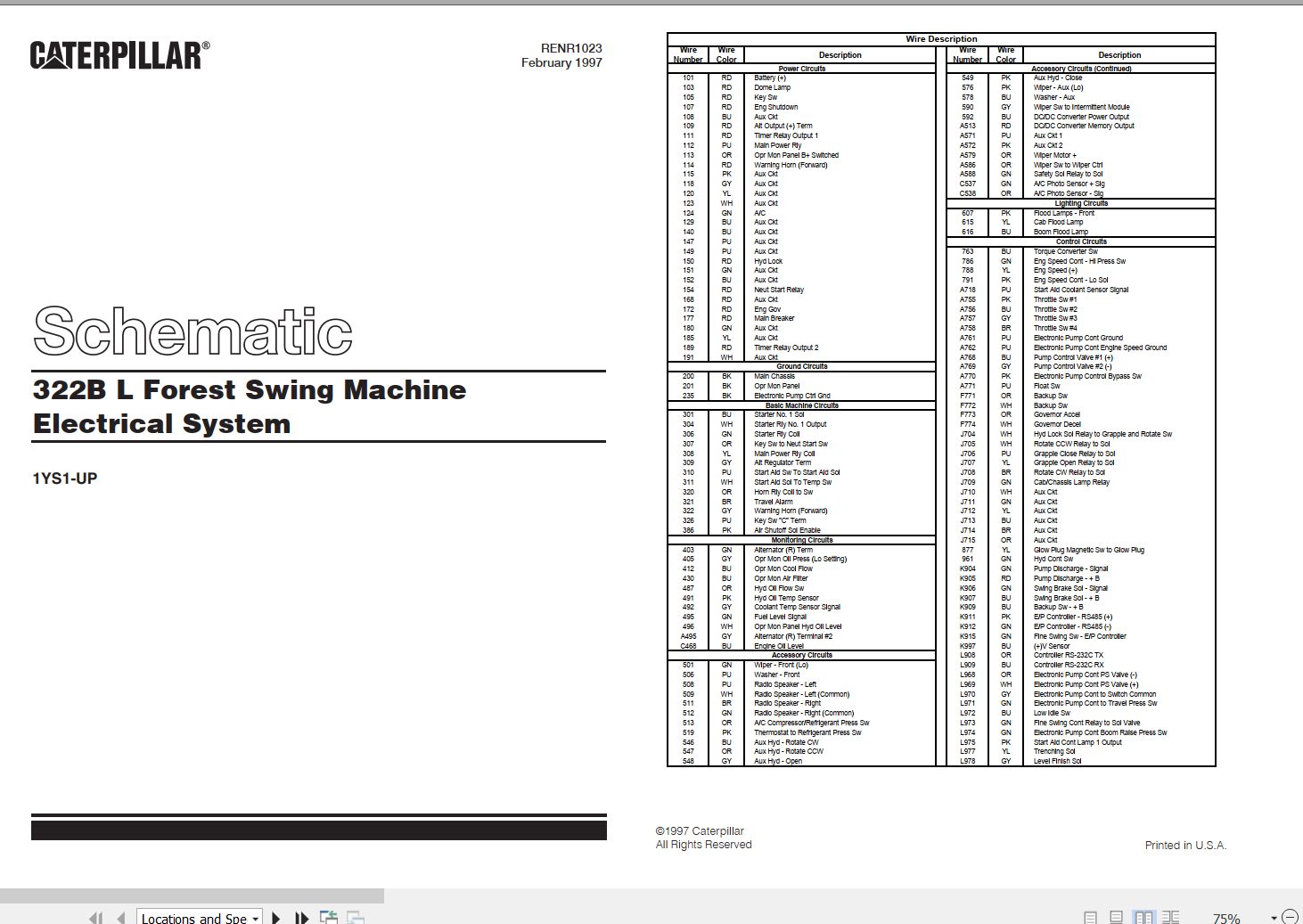 CAT Excavator 322B L Electrical Hydraulic Schematic (1)