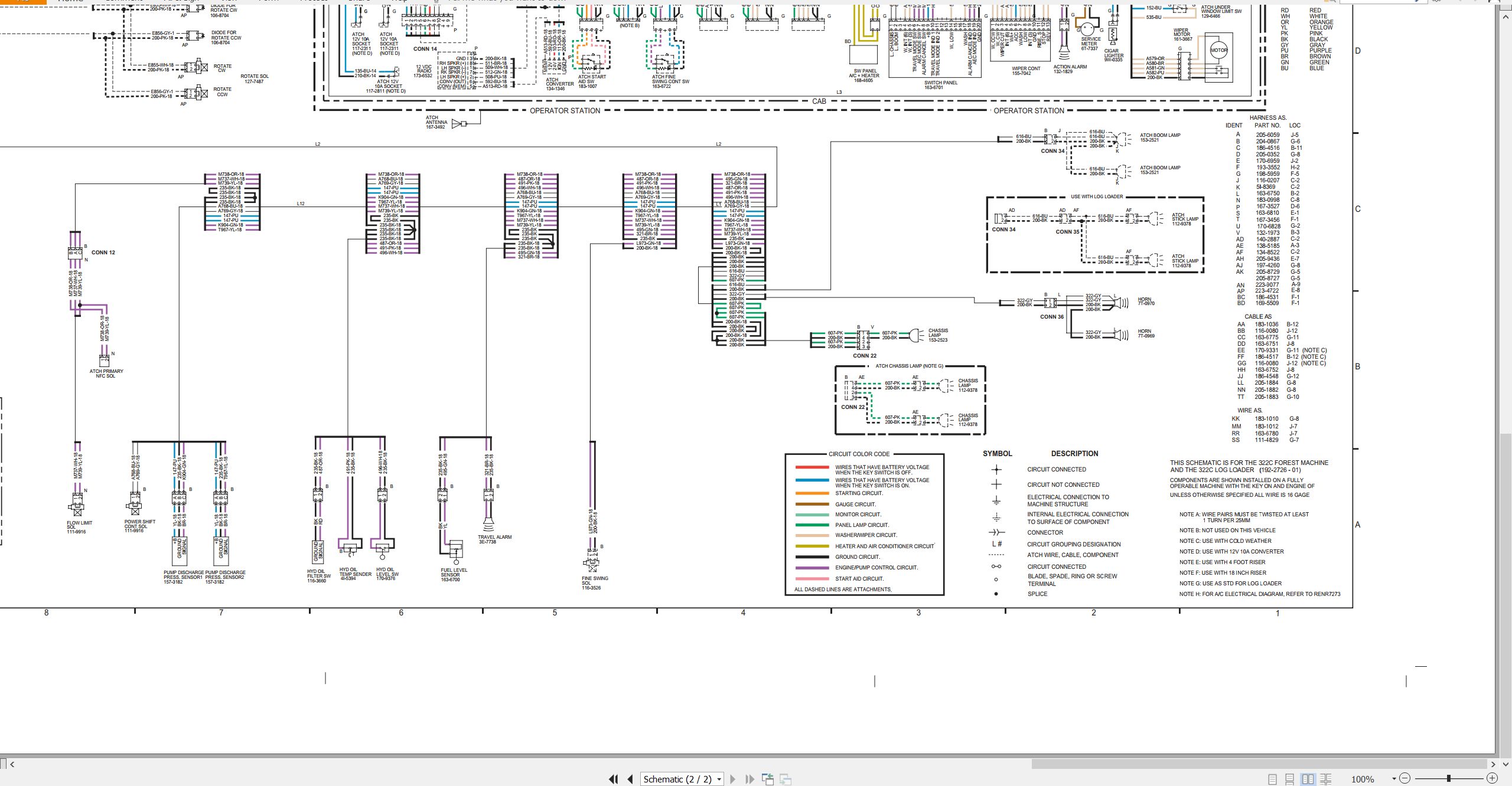 CAT Excavator 322C FM 322C LL Electrical Schematic RENR3629 01 2005 (2)