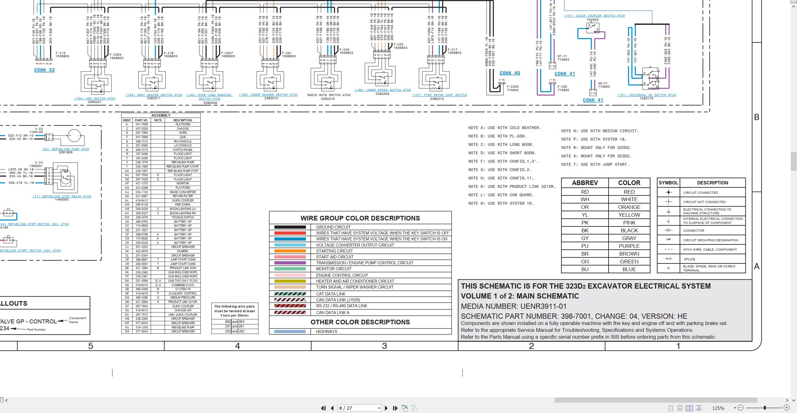 CAT Excavator 323D2 Electrical Hydraulic Schematic (2)