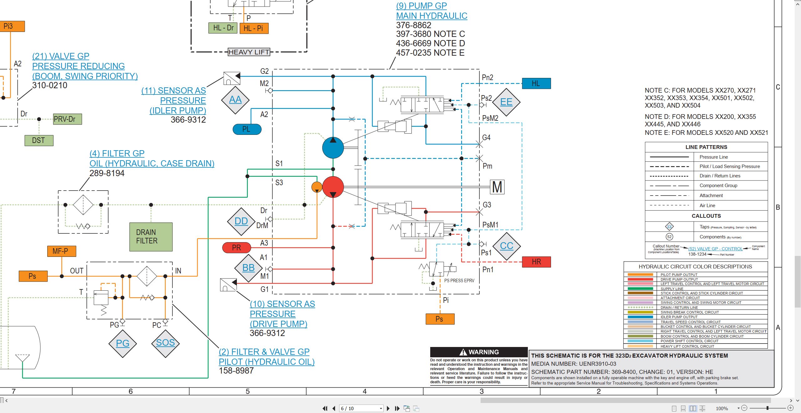 CAT Excavator 323D2 Electrical Hydraulic Schematic (3)