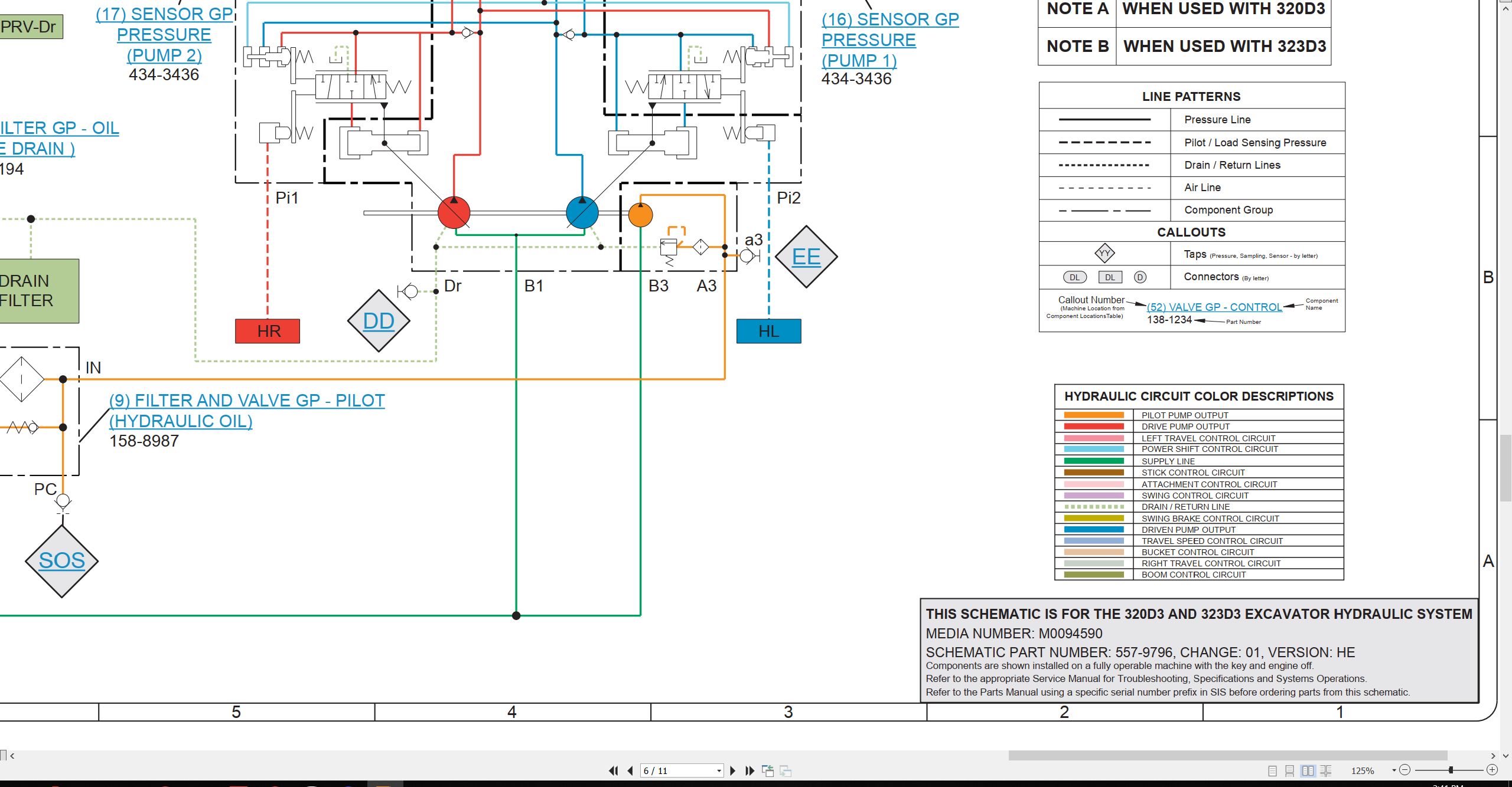 CAT Excavator 323D3 Electrical Hydraulic Schematic (3)