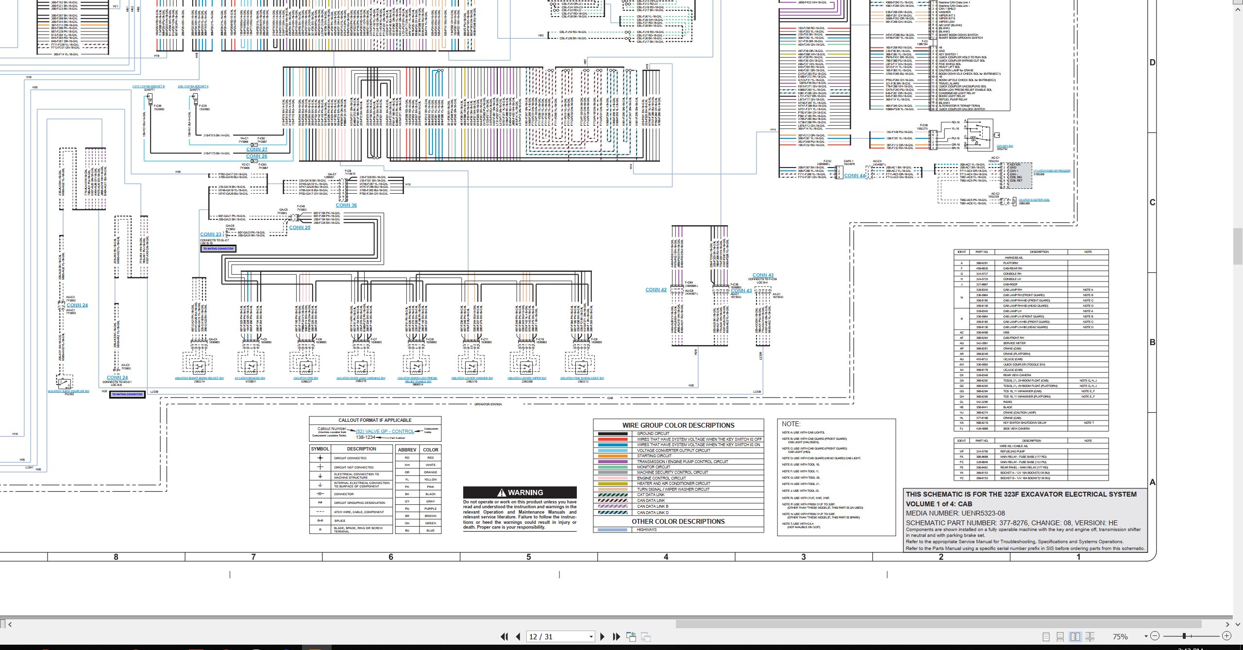 CAT Excavator 323F Electrical Hydraulic Schematic (2)
