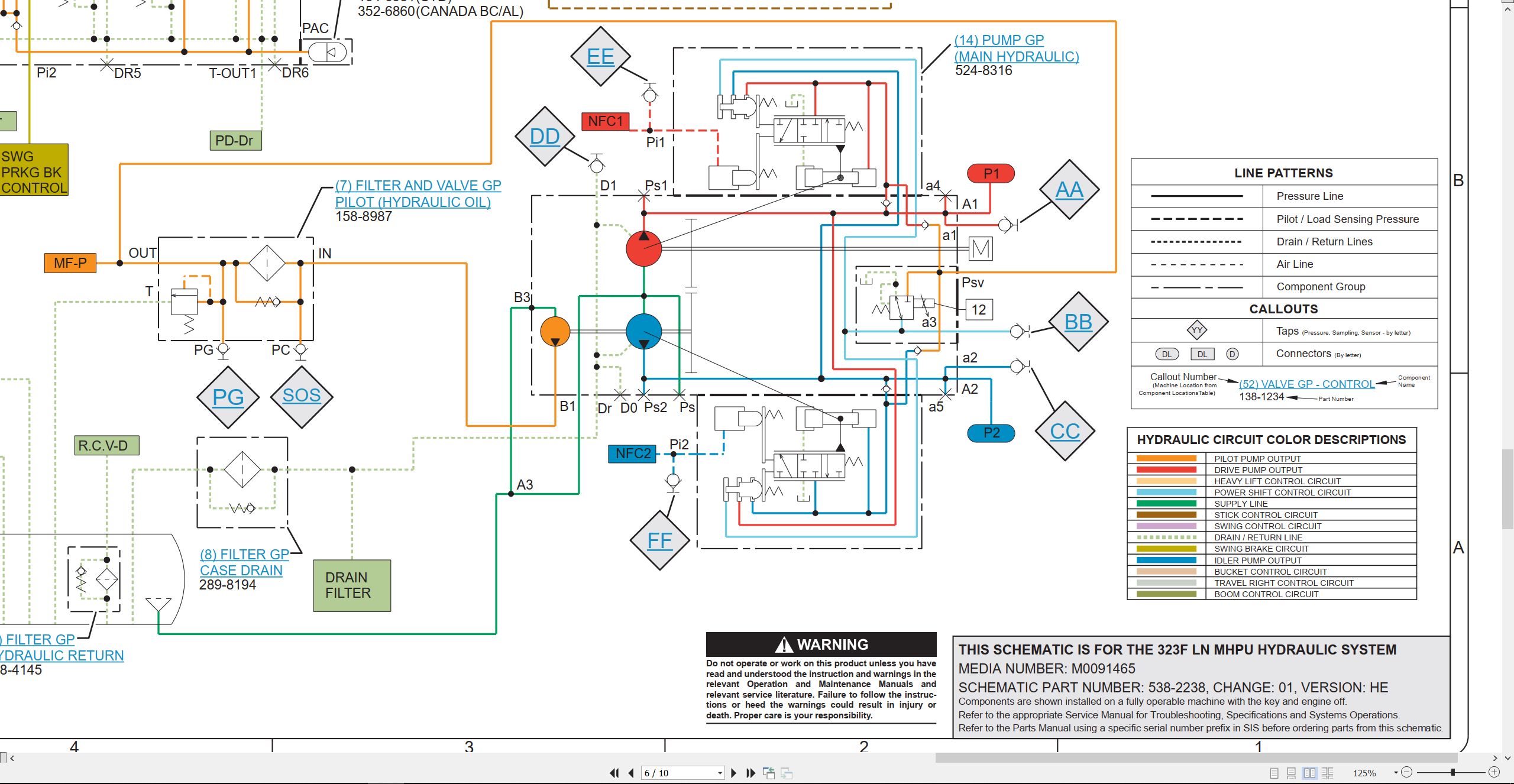 CAT Excavator 323F Electrical Hydraulic Schematic (3)