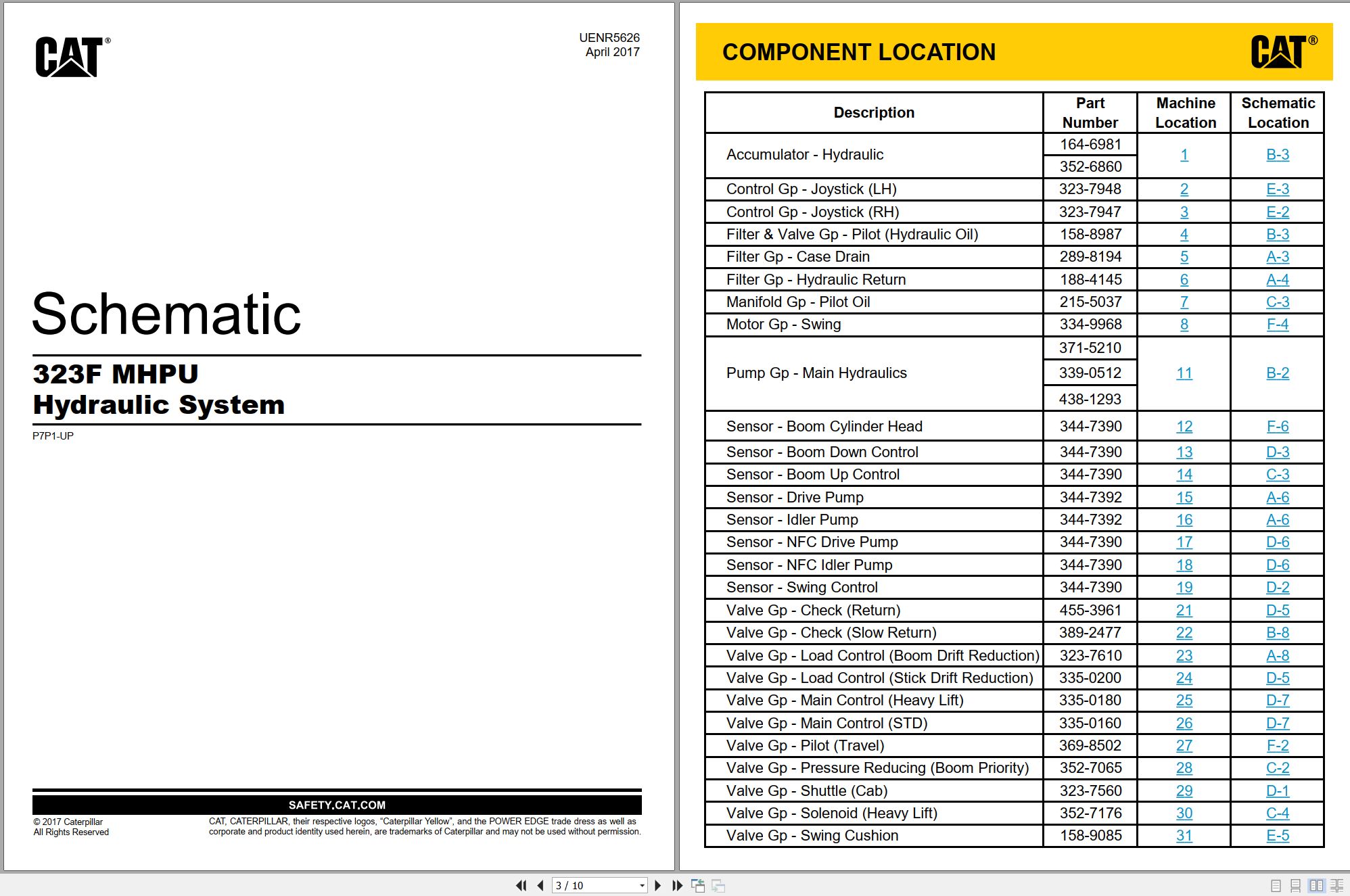 CAT Excavator 323F MHPU Hydraulic Schematic UENR5626 00 2017 (1)