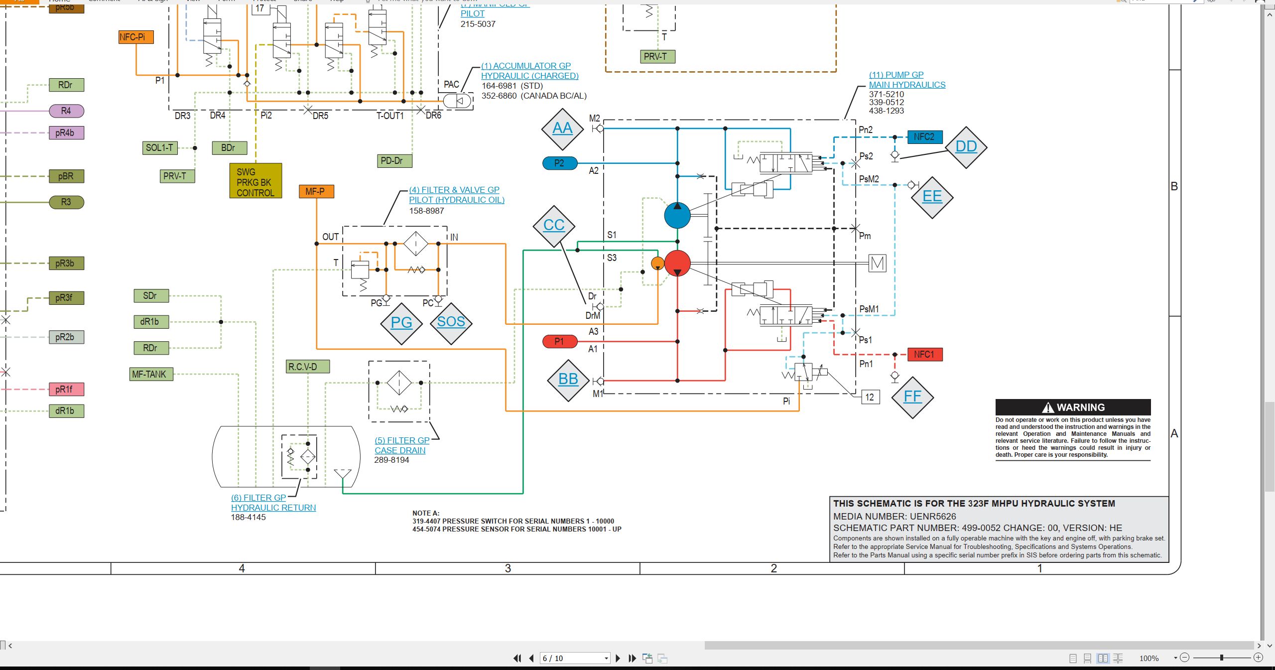 CAT Excavator 323F MHPU Hydraulic Schematic UENR5626 00 2017 (2)