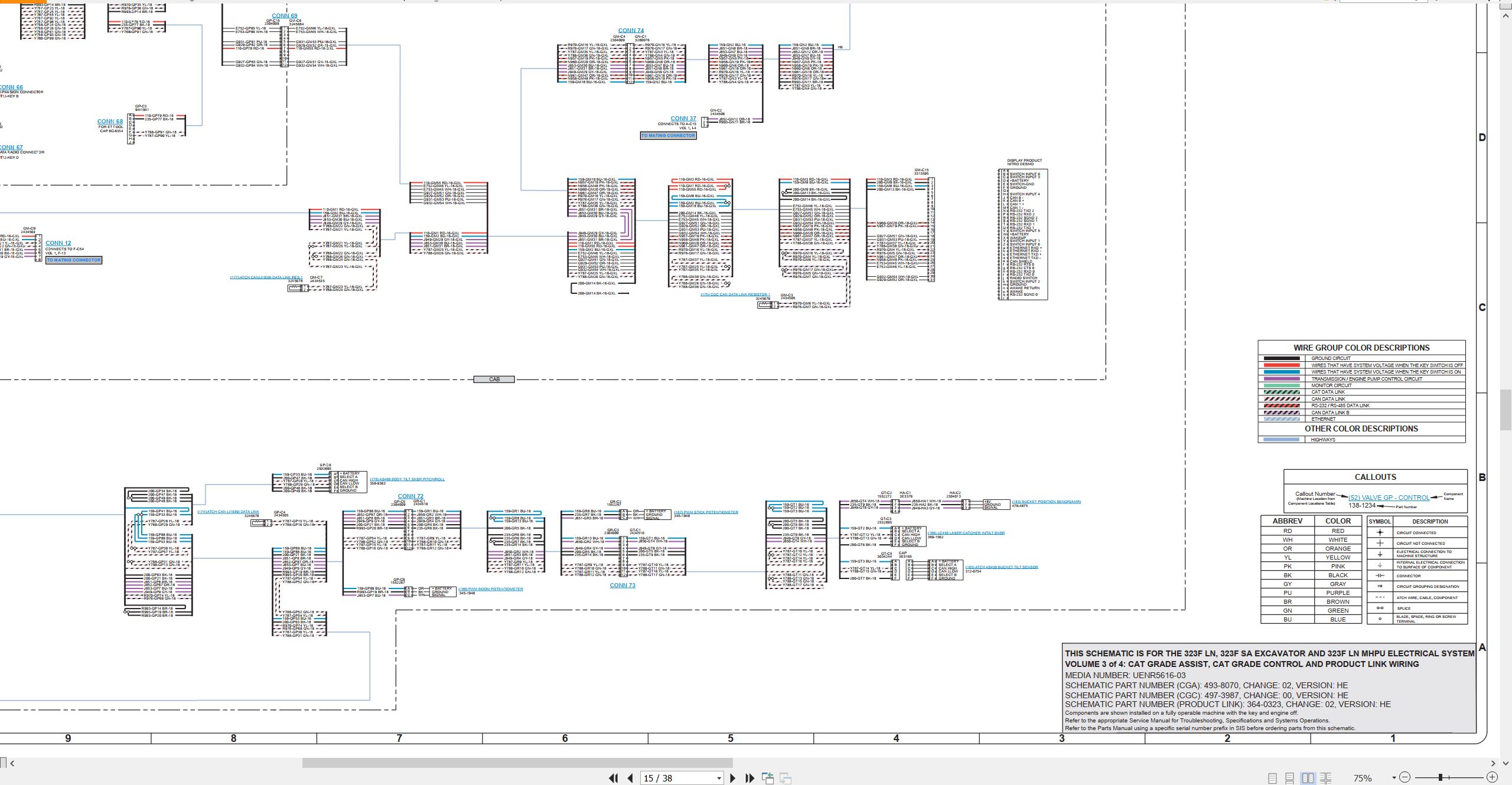 CAT Excavator 323F SA Electrical Hydraulic Schematic (3)