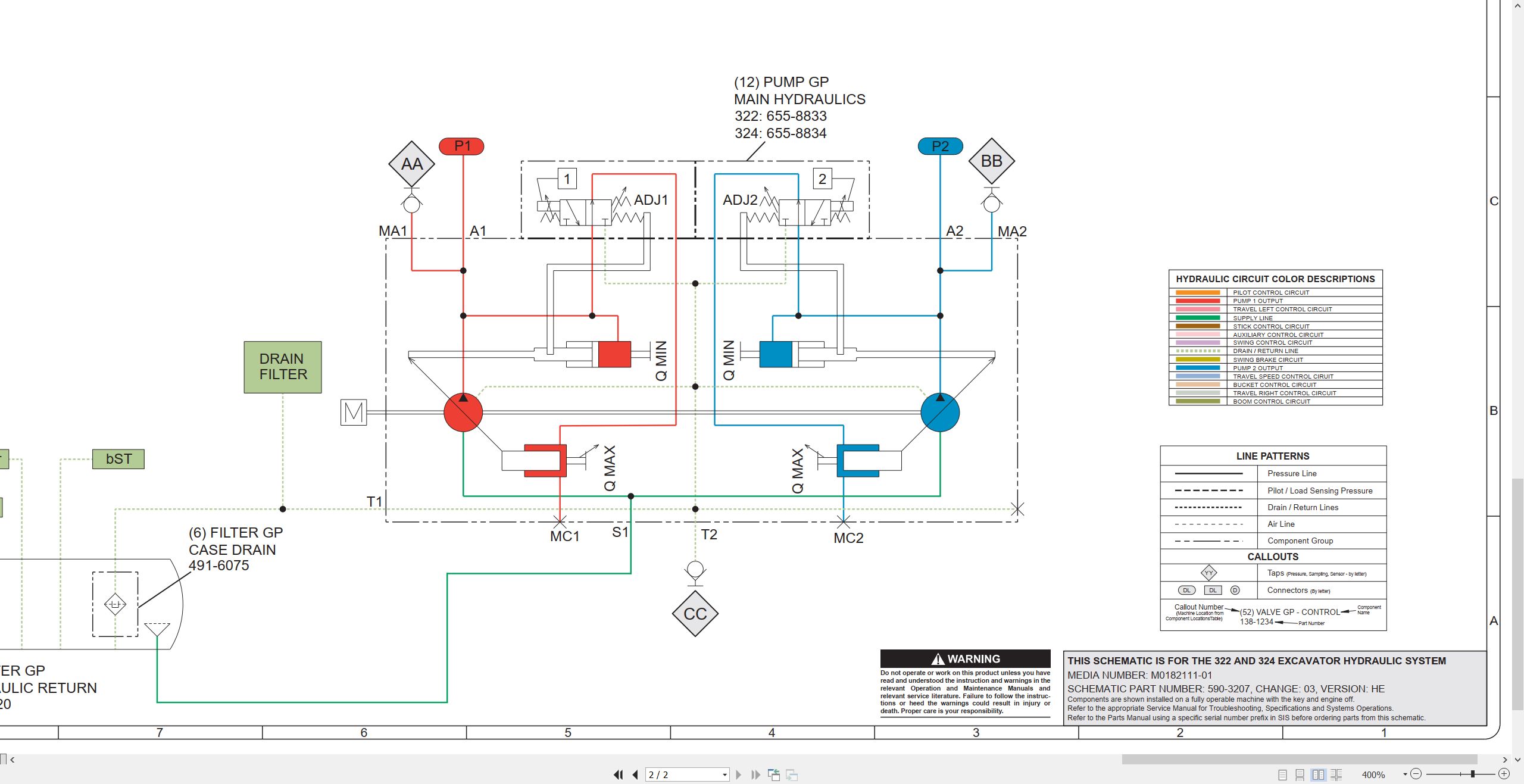 CAT Excavator 324 Electrical Hydraulic Schematic (3)