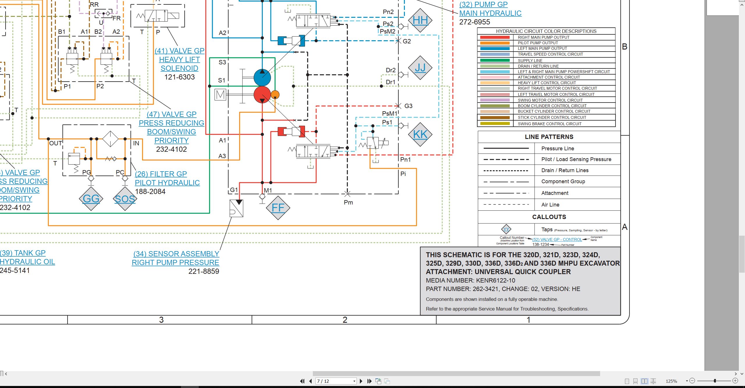 CAT Excavator 324D Electrical Hydraulic Schematic (3)