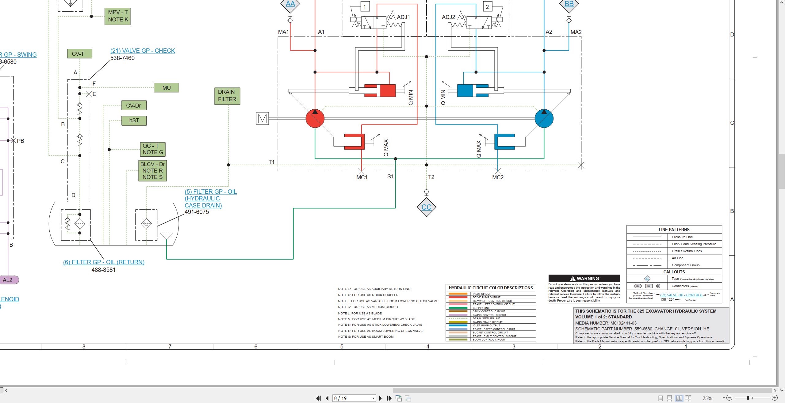 CAT Excavator 325 Electrical Hydraulic Schematic (3)