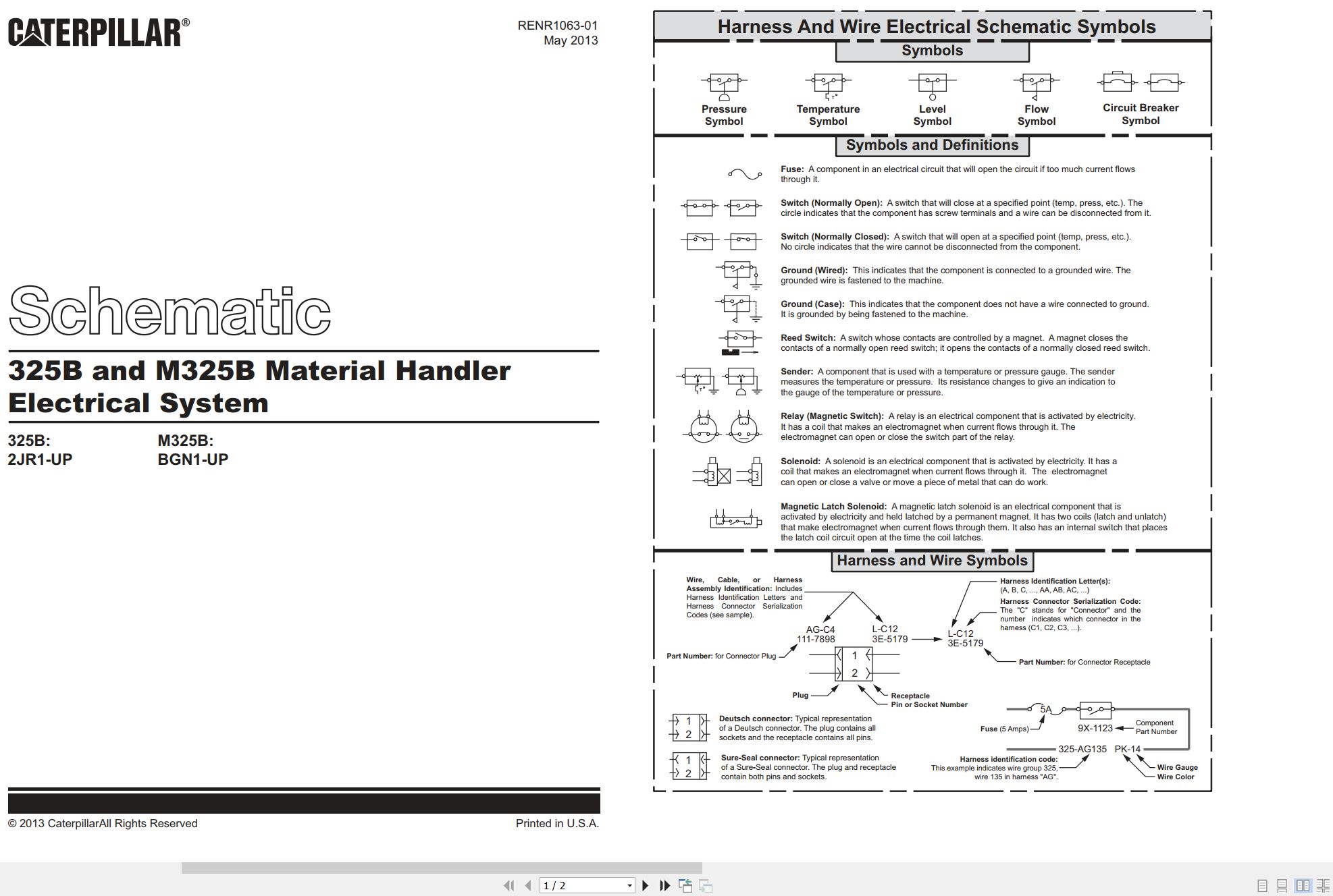 CAT Excavator 325B Electrical Hydraulic Schematic (1)