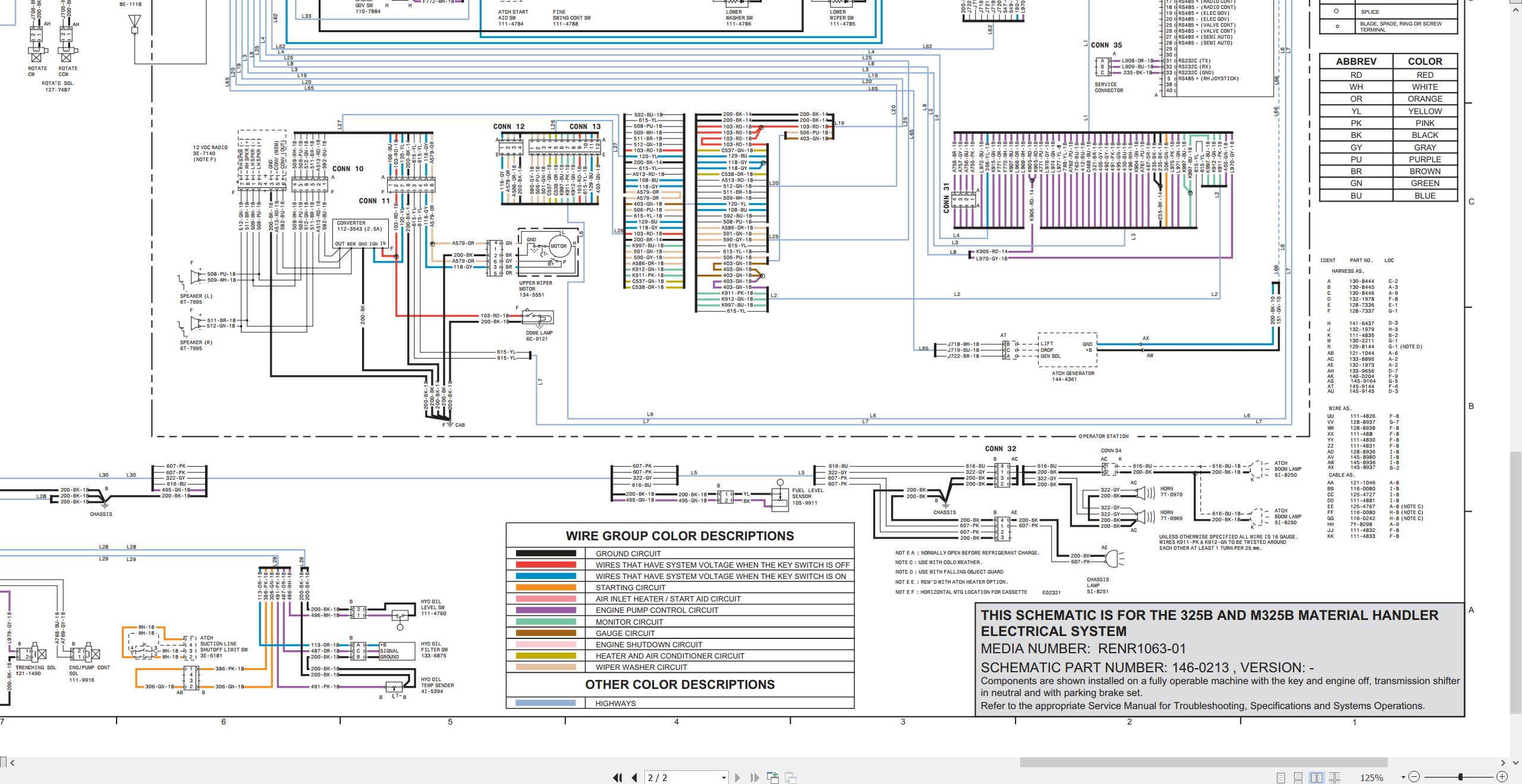 CAT Excavator 325B Electrical Hydraulic Schematic (2)