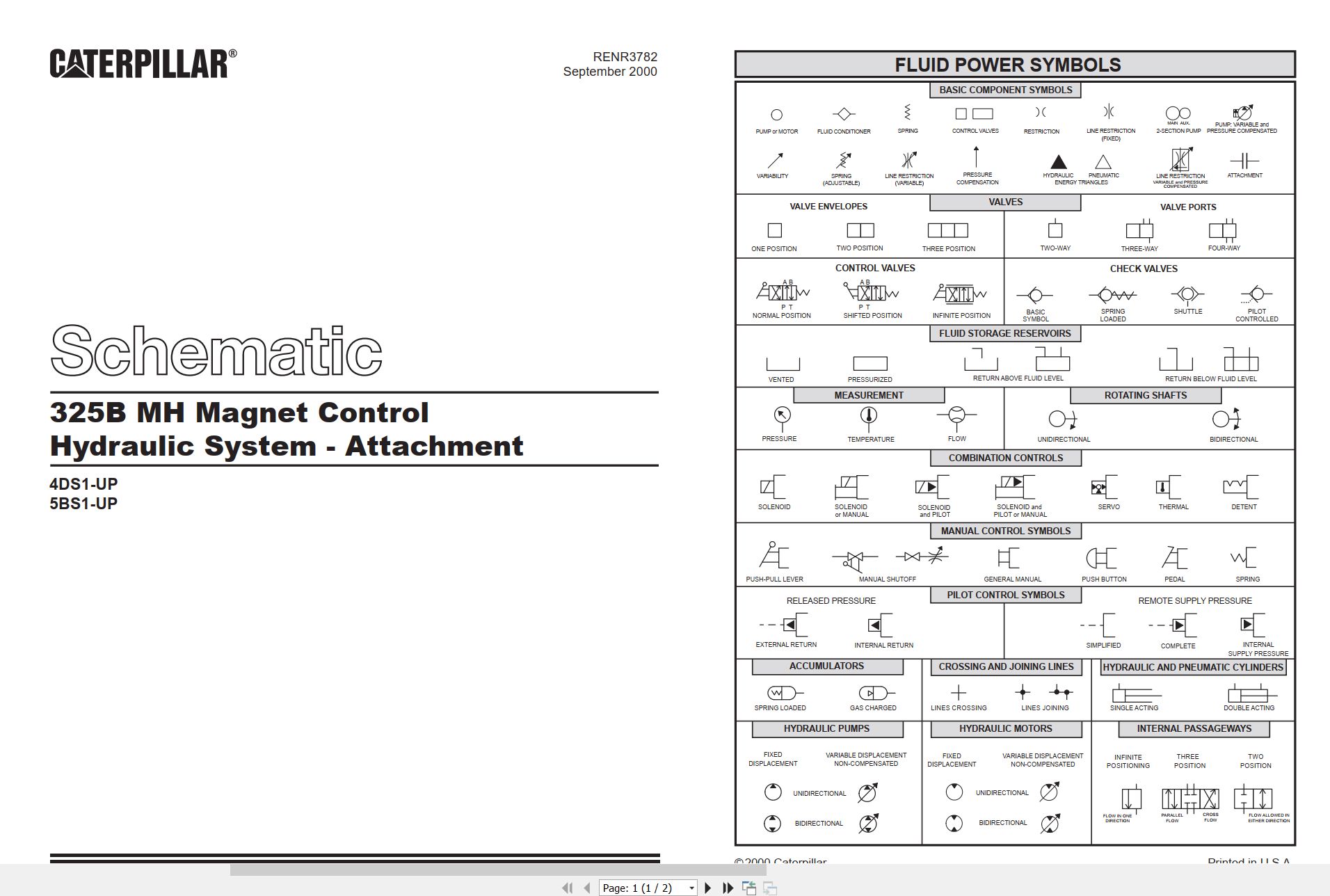 CAT Excavator 325B MH Hydraulic Schematic RENR3782 00 2000 (1)