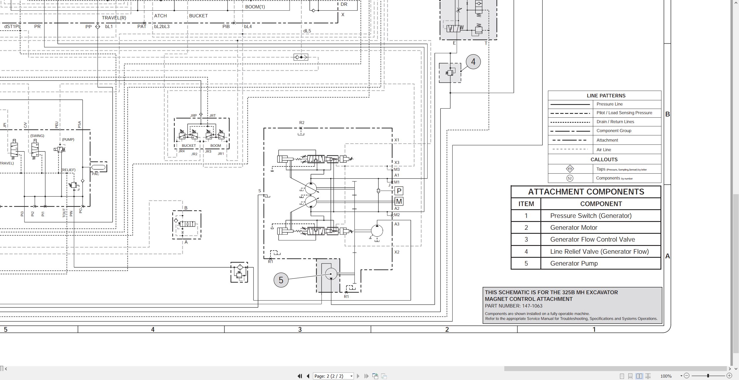 CAT Excavator 325B MH Hydraulic Schematic RENR3782 00 2000 (2)