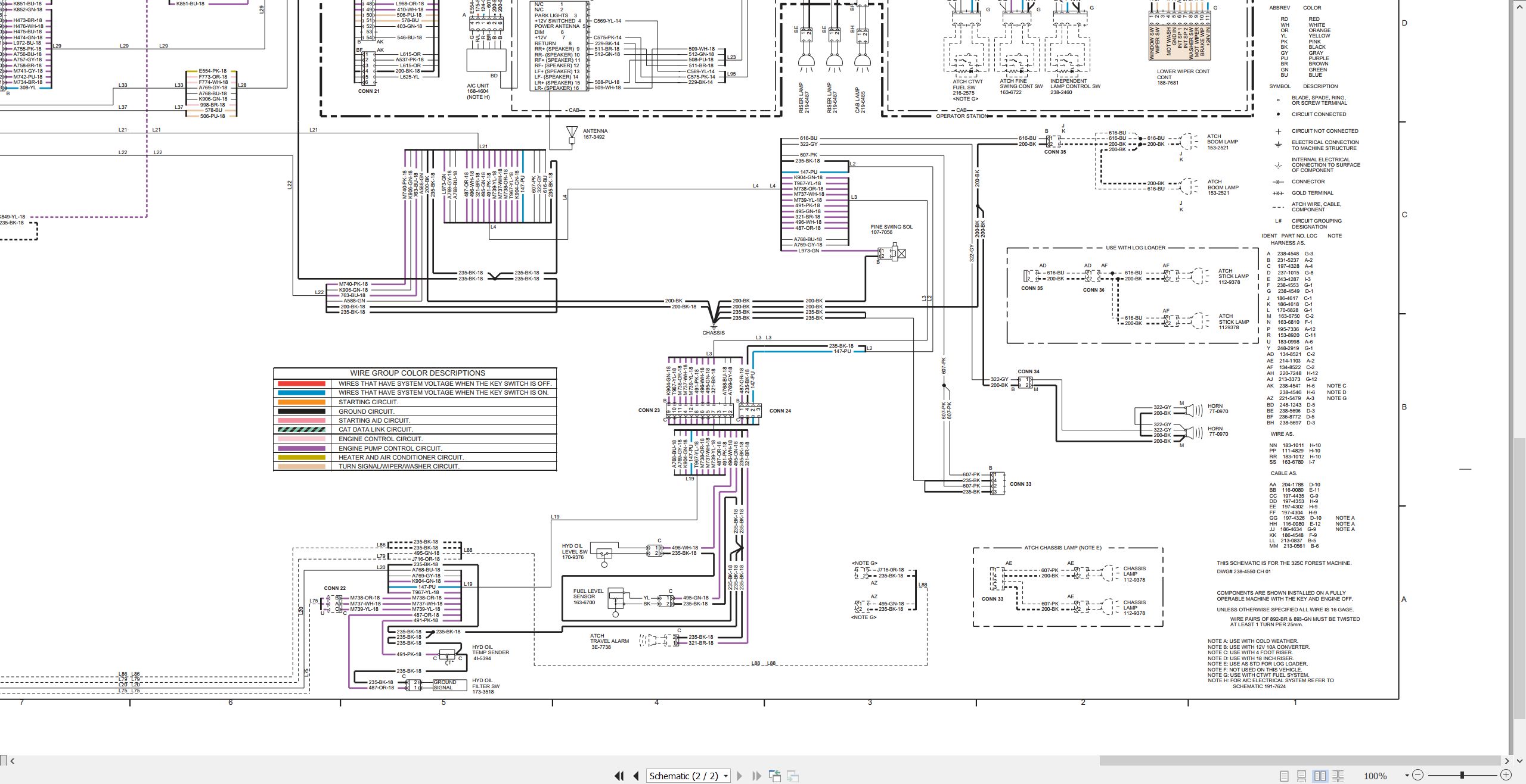 CAT Excavator 325C FM 325C LL Electrical Schematic RENR7339 01 2005 (2)