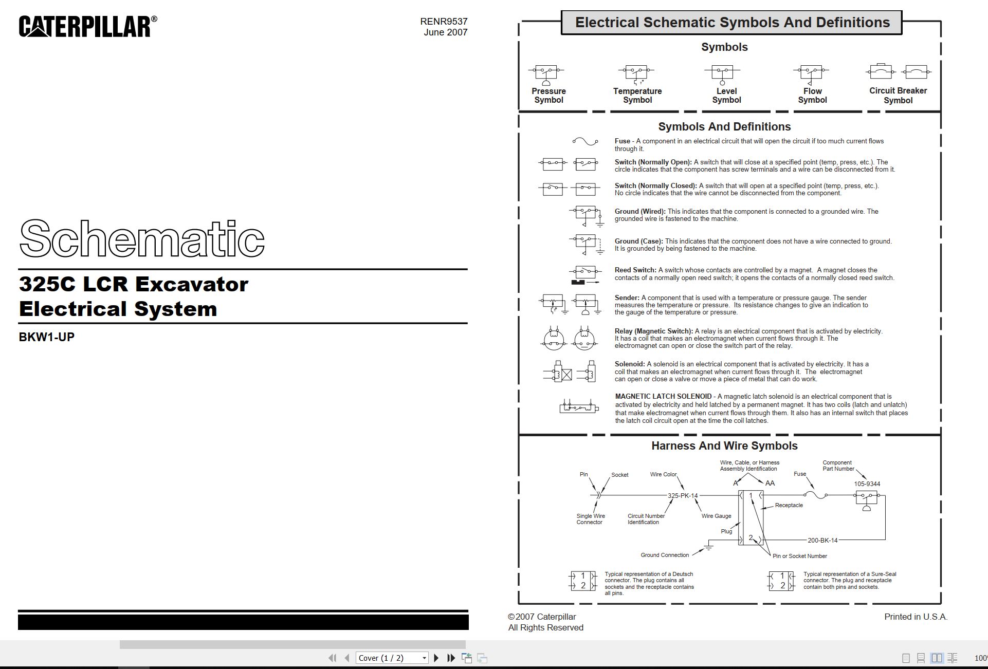 CAT Excavator 325C LCR Electrical Hydraulic Schematic (1)
