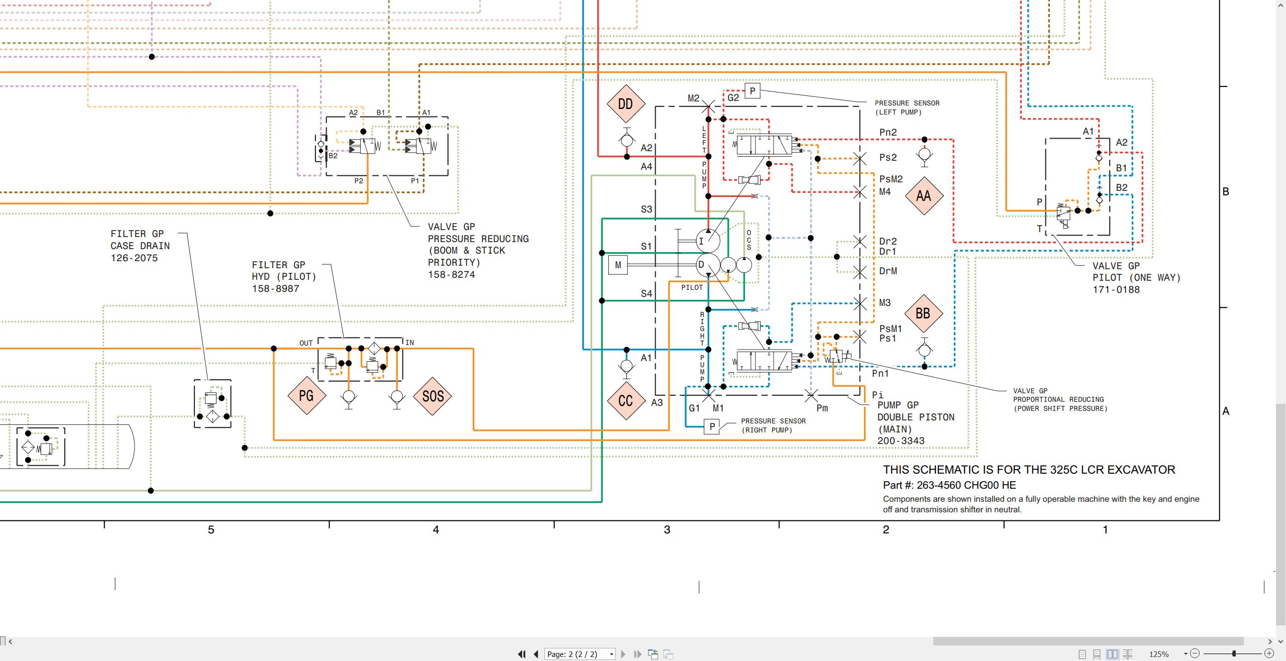 CAT Excavator 325C LCR Electrical Hydraulic Schematic (3)
