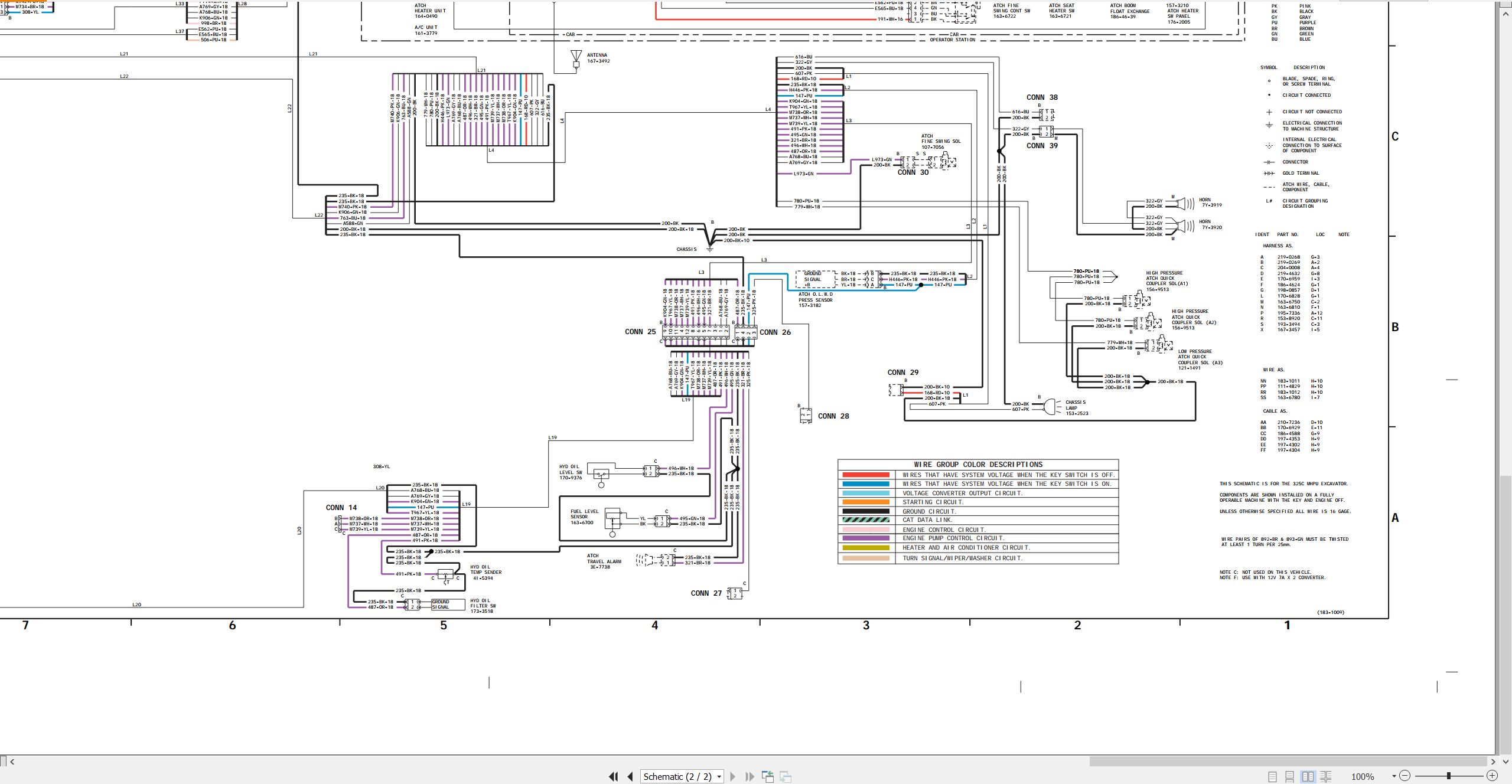 CAT Excavator 325C MHPU Electrical Hydraulic Schematic (2)