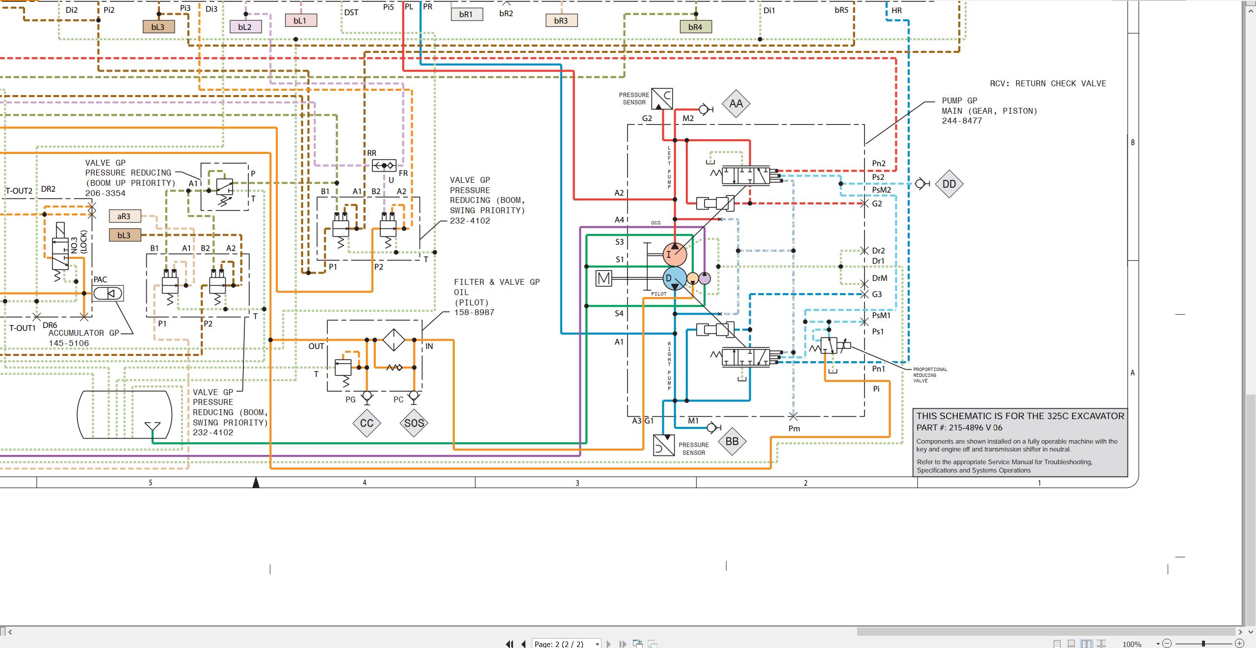 CAT Excavator 325C MHPU Electrical Hydraulic Schematic (3)