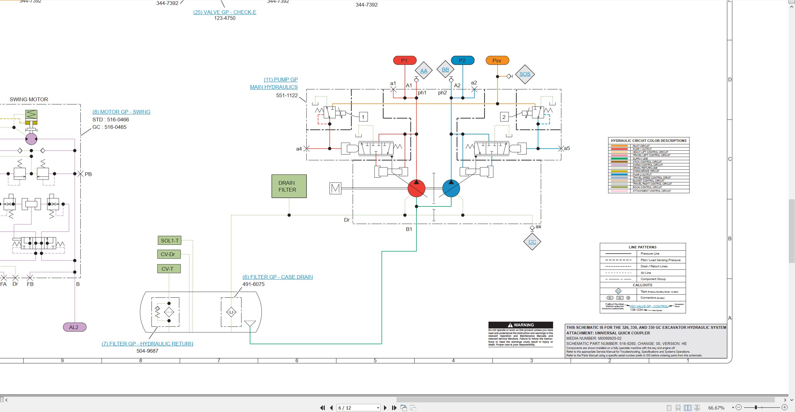CAT Excavator 326 Electrical Hydraulic Schematic (3)