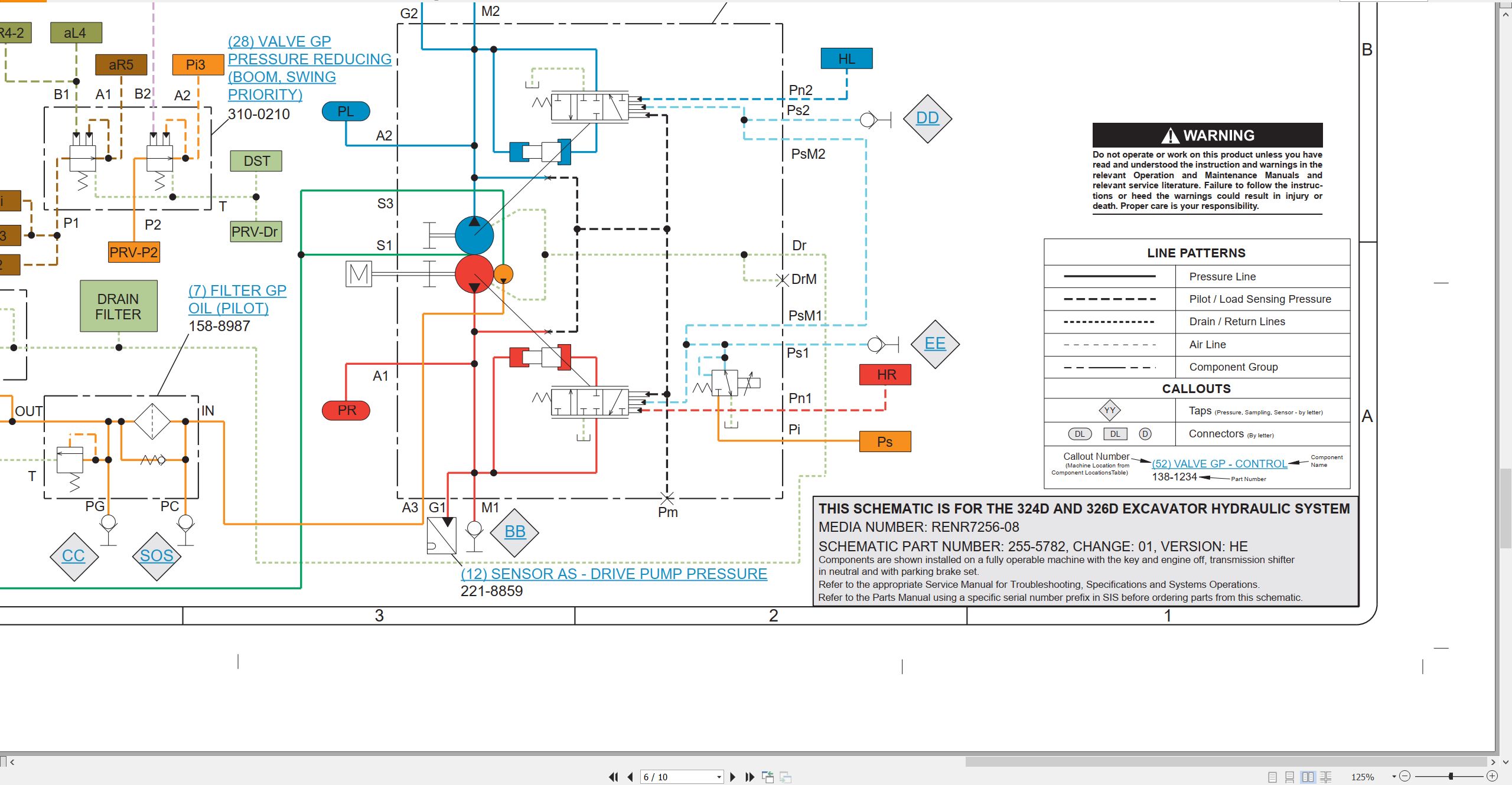 CAT Excavator 326D Electrical Hydraulic Schematic (3)