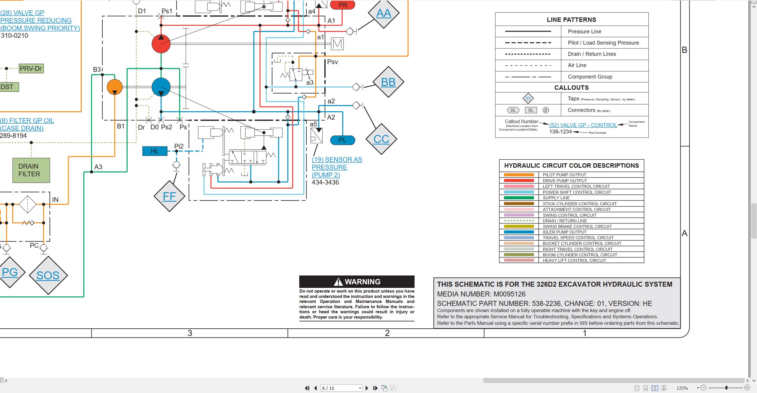 CAT Excavator 326D2 Electrical Hydraulic Schematic (3)