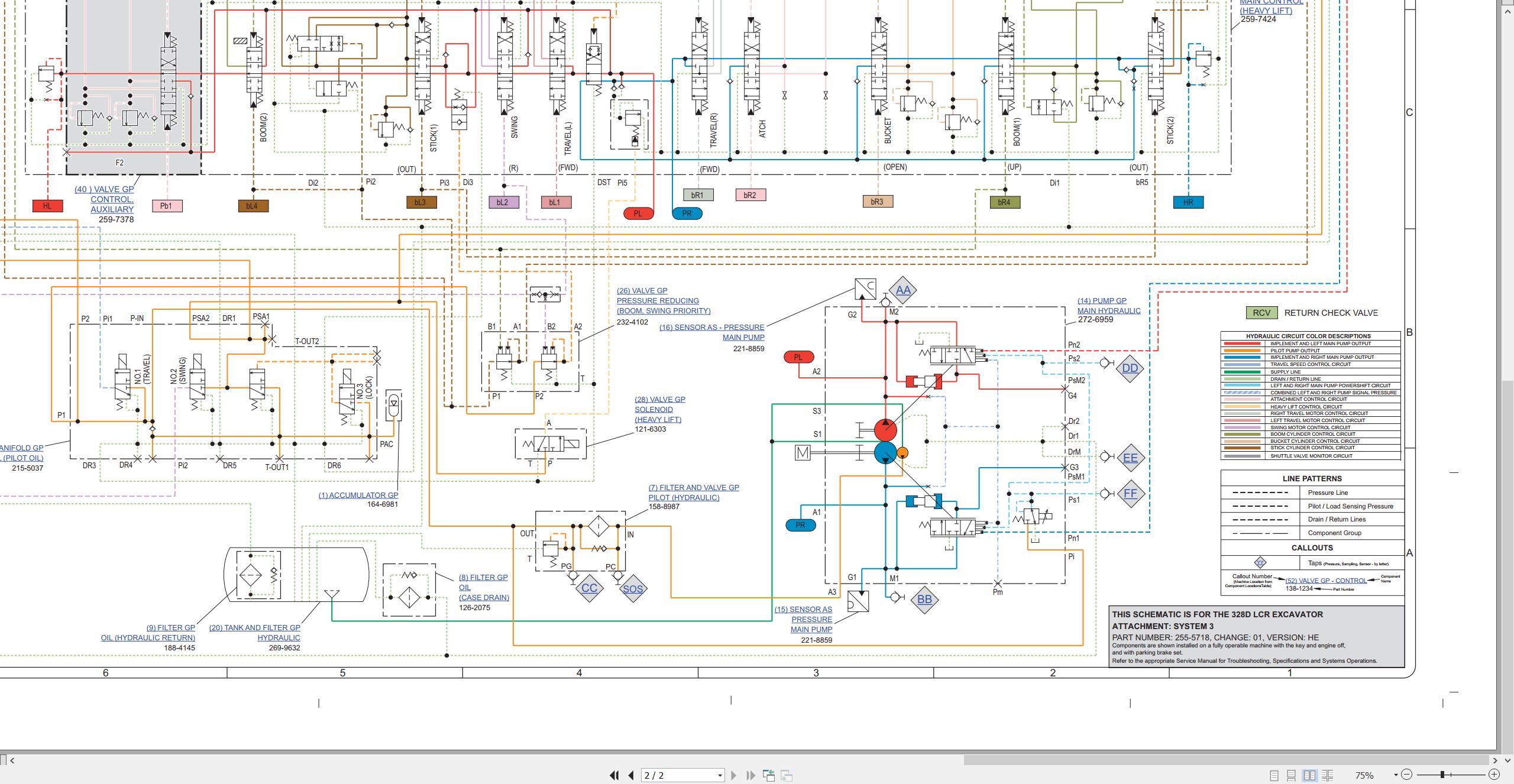 CAT Excavator 328D LCR Electrical Hydraulic Schematic (3)