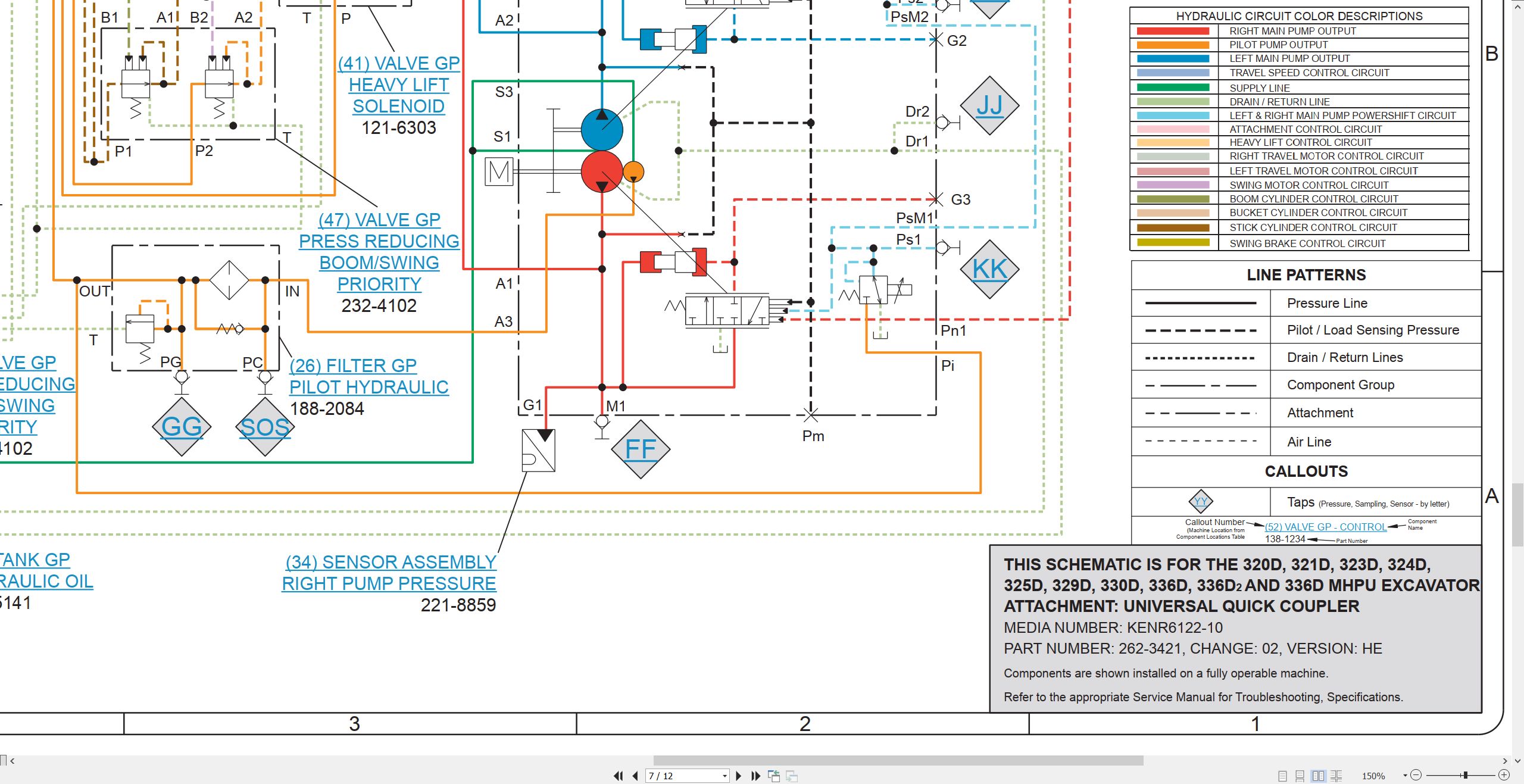 CAT Excavator 329D Electrical Hydraulic Schematic (3)