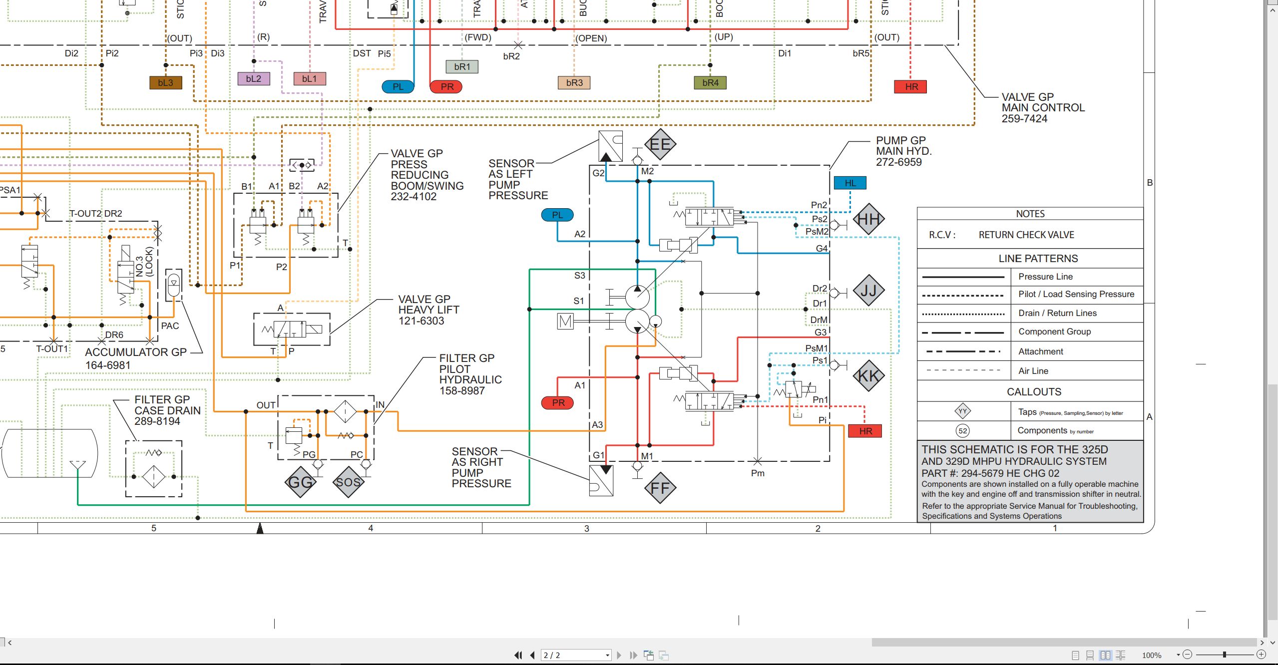 CAT Excavator 329D MHPU Hydraulic Schematic (2)