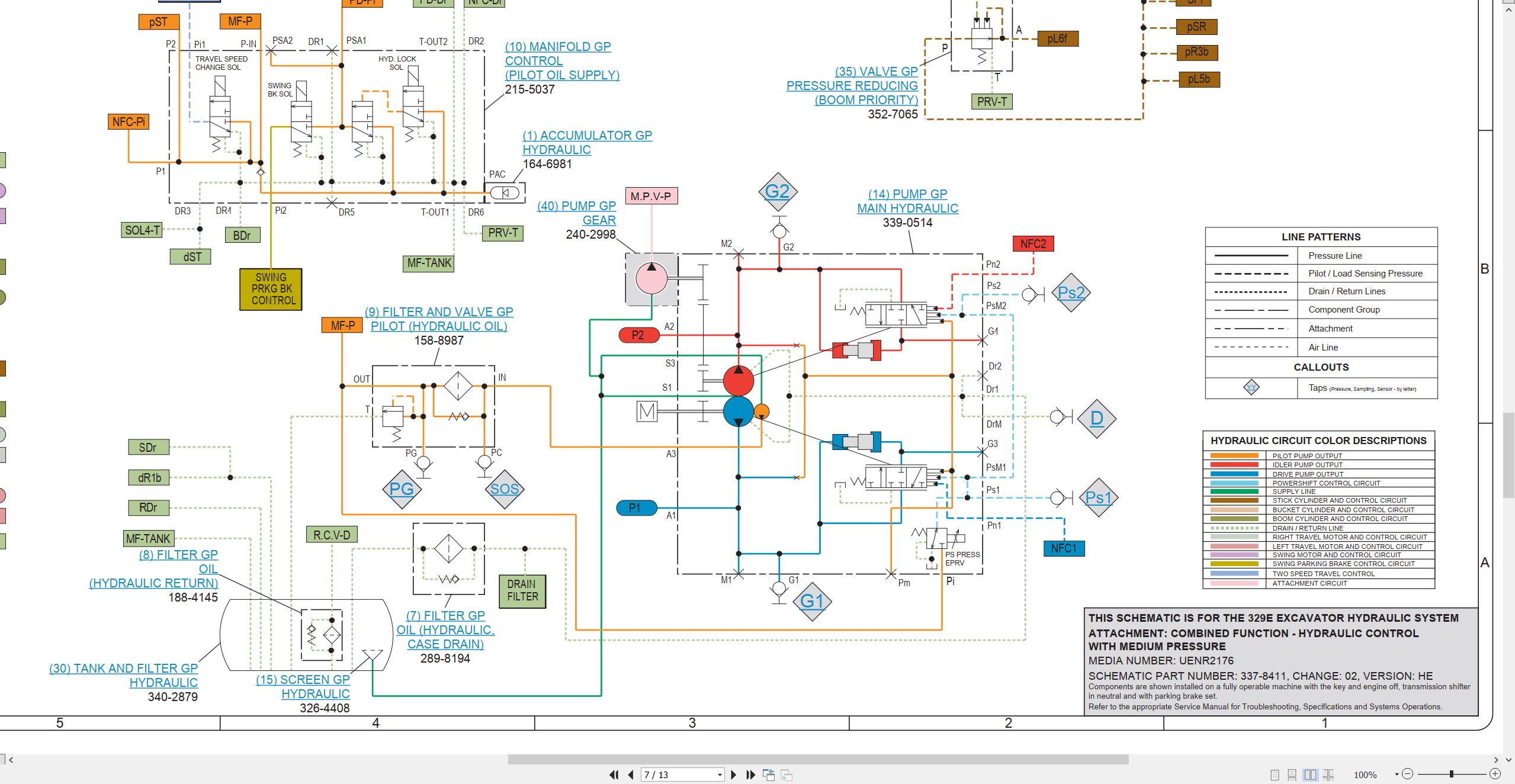 CAT Excavator 329E Electrical Hydraulic Schematic (3)