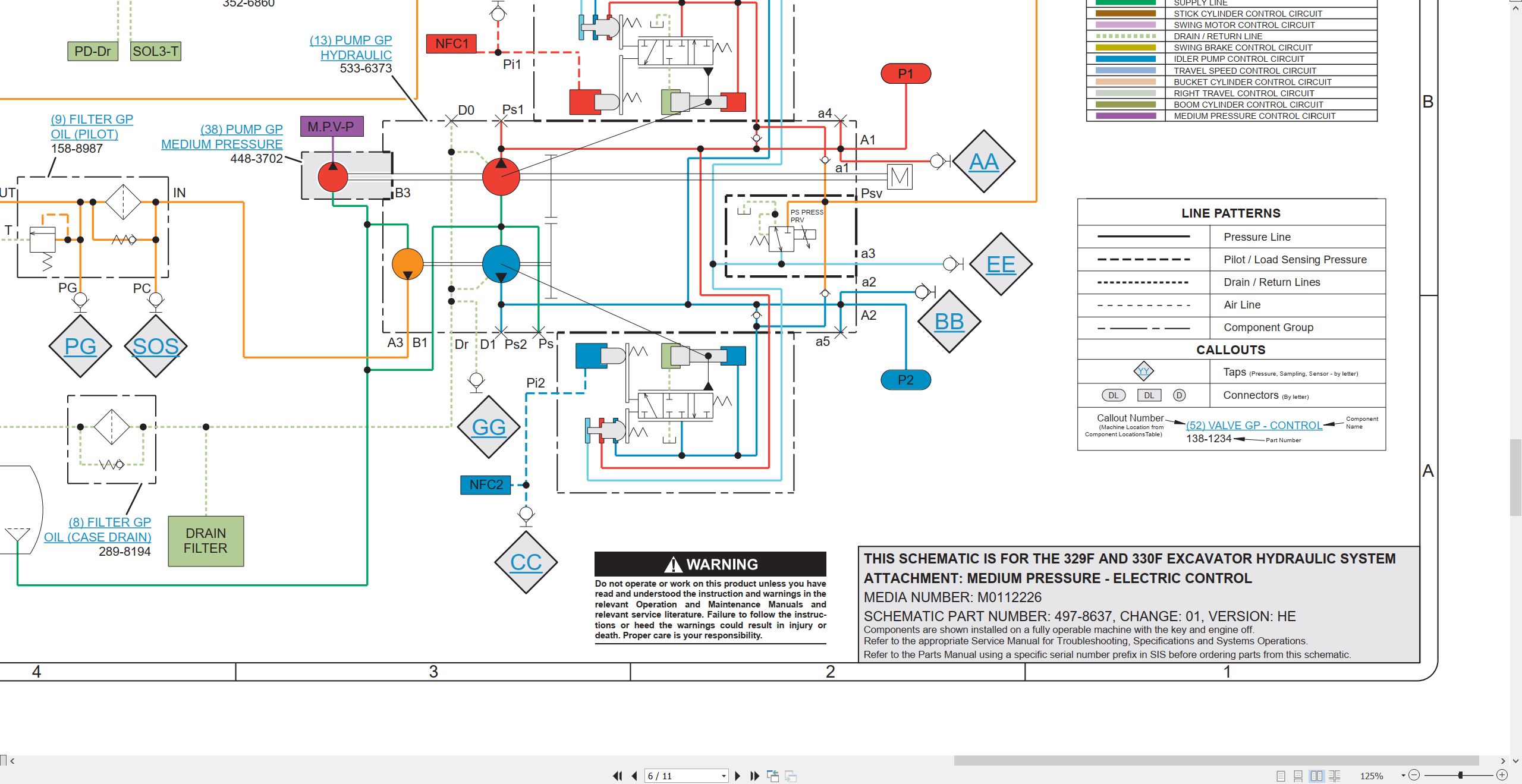 CAT Excavator 329F Electrical Hydraulic Schematic (3)