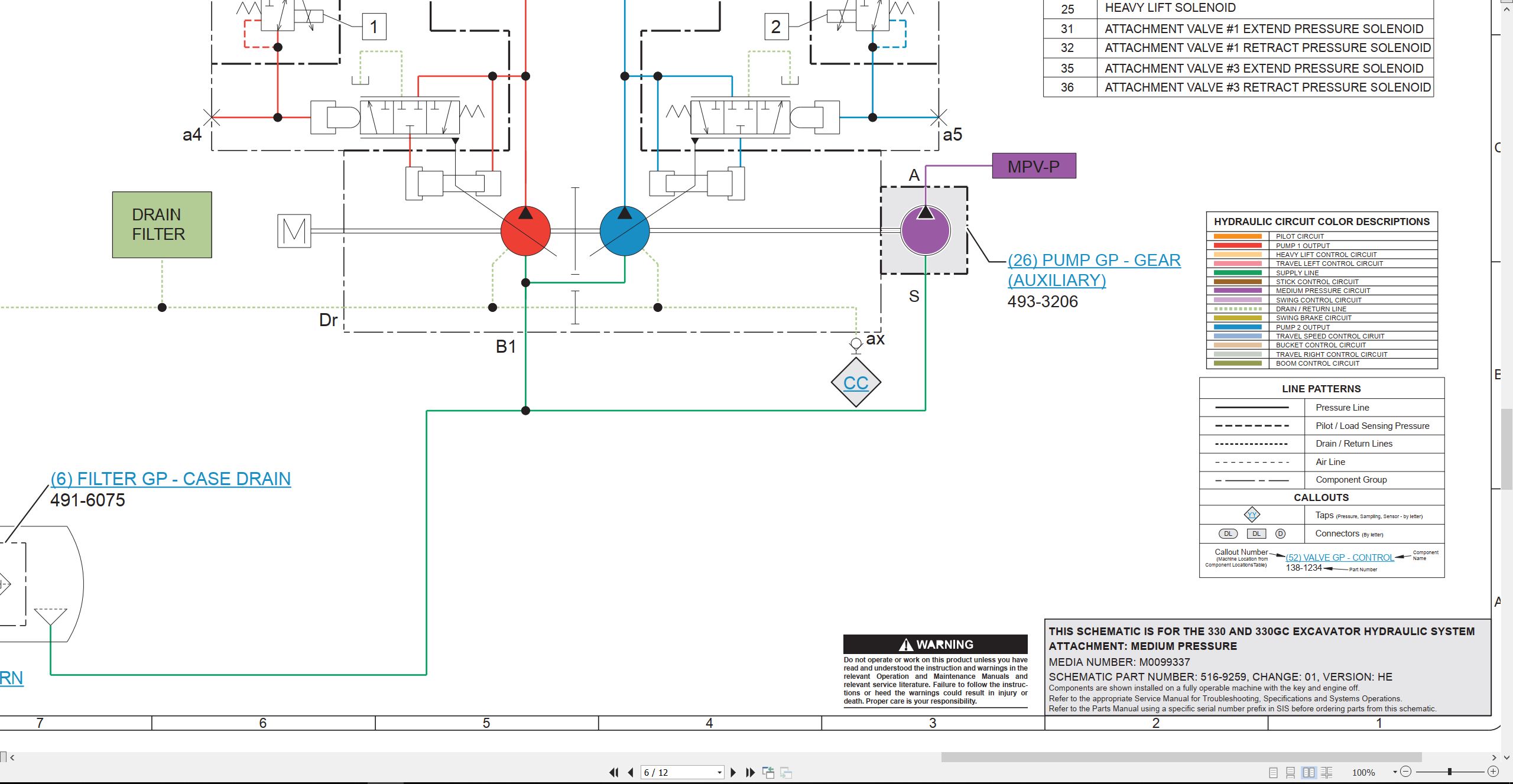 CAT Excavator 330 Electrical Hydraulic Schematic (3)