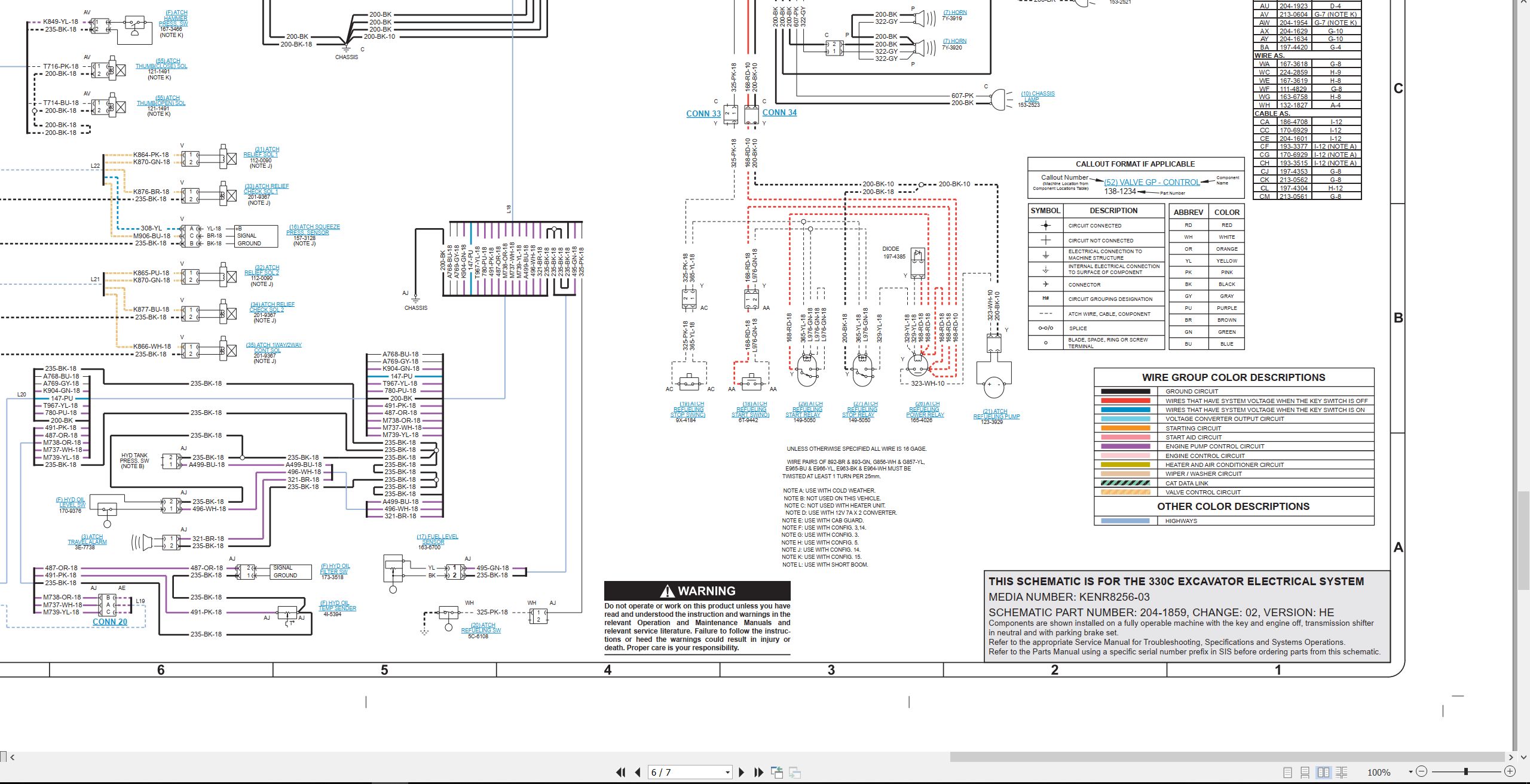 CAT Excavator 330C Electrical Hydraulic Schematic (2)