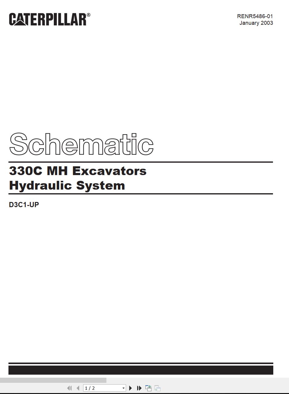 CAT Excavator 330C MH Hydraulic Schematic RENR5486 01 2003 (1)