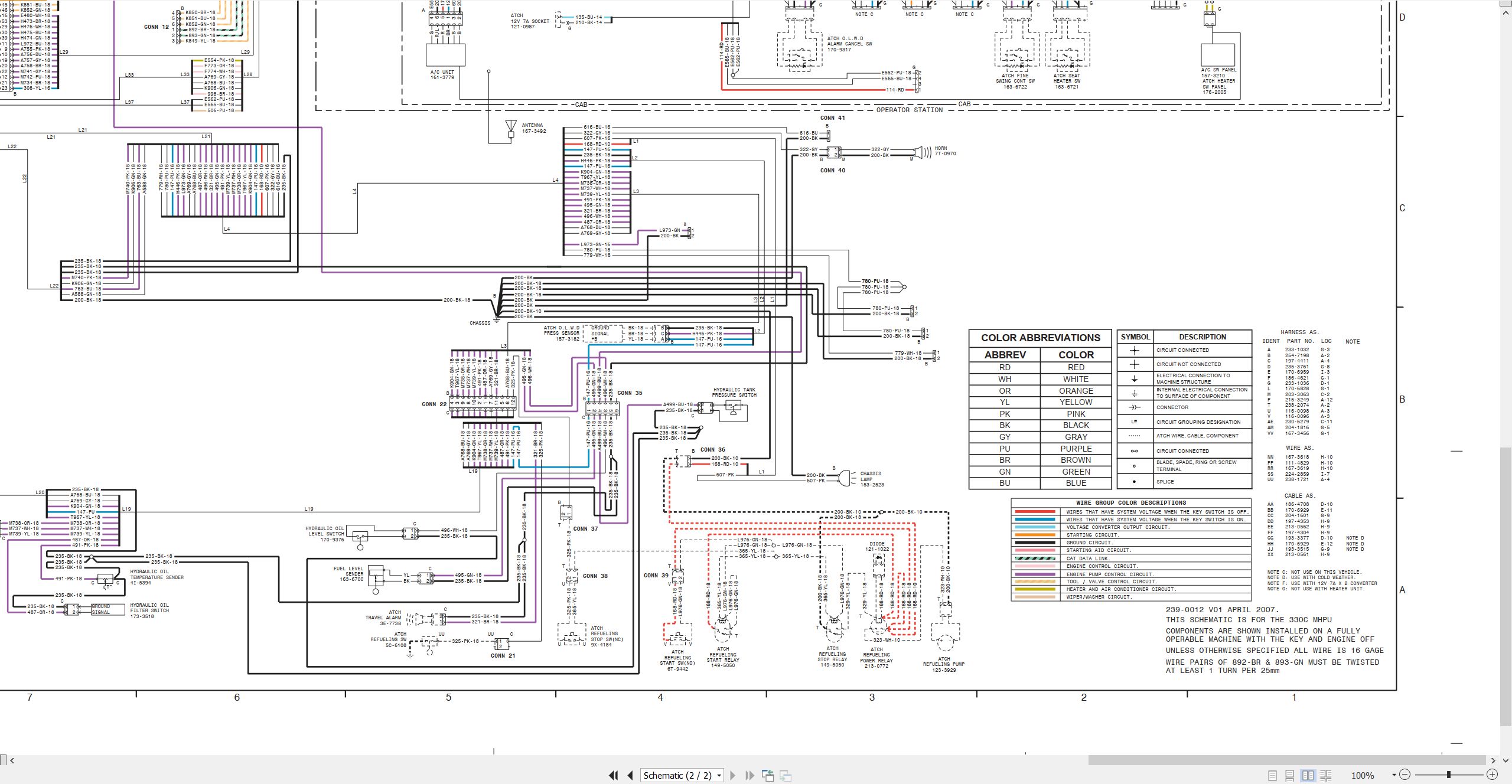 CAT Excavator 330C MHPU Electrical Hydraulic Schematic (2)