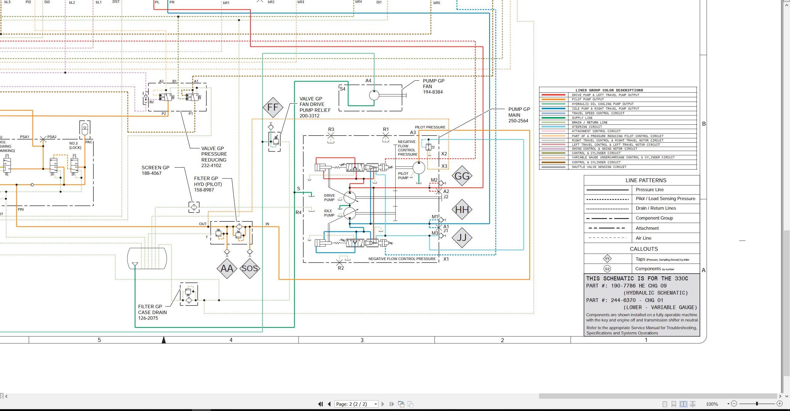 CAT Excavator 330C MHPU Electrical Hydraulic Schematic (3)