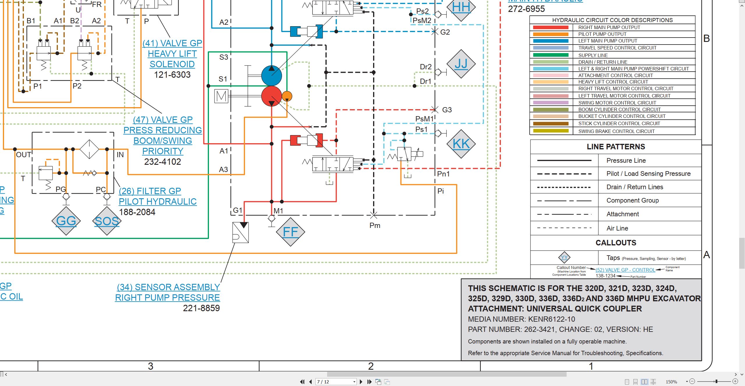 CAT Excavator 330D Electrical Hydraulic Schematic (3)