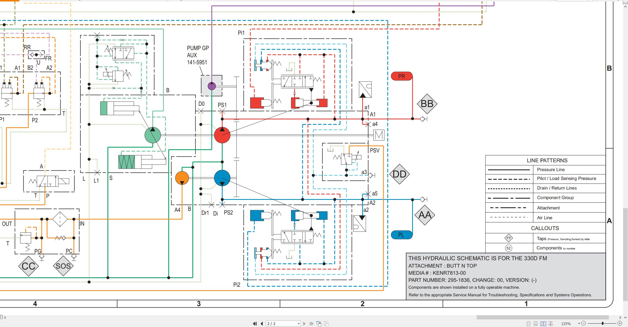 CAT Excavator 330D FM Electrical Hydraulic Schematic (3)