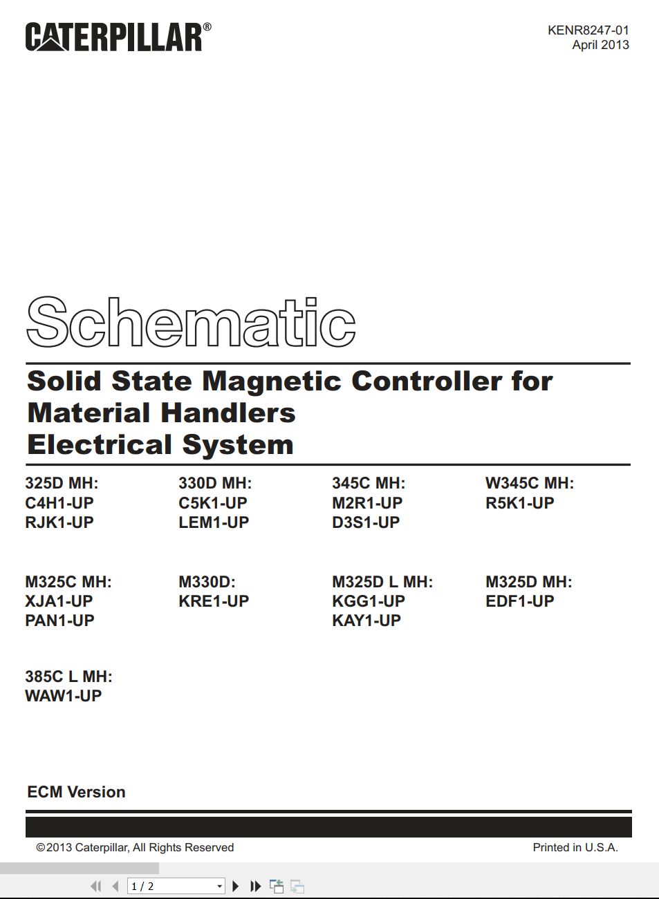 CAT Excavator 330D MH Electrical Schematic (1)