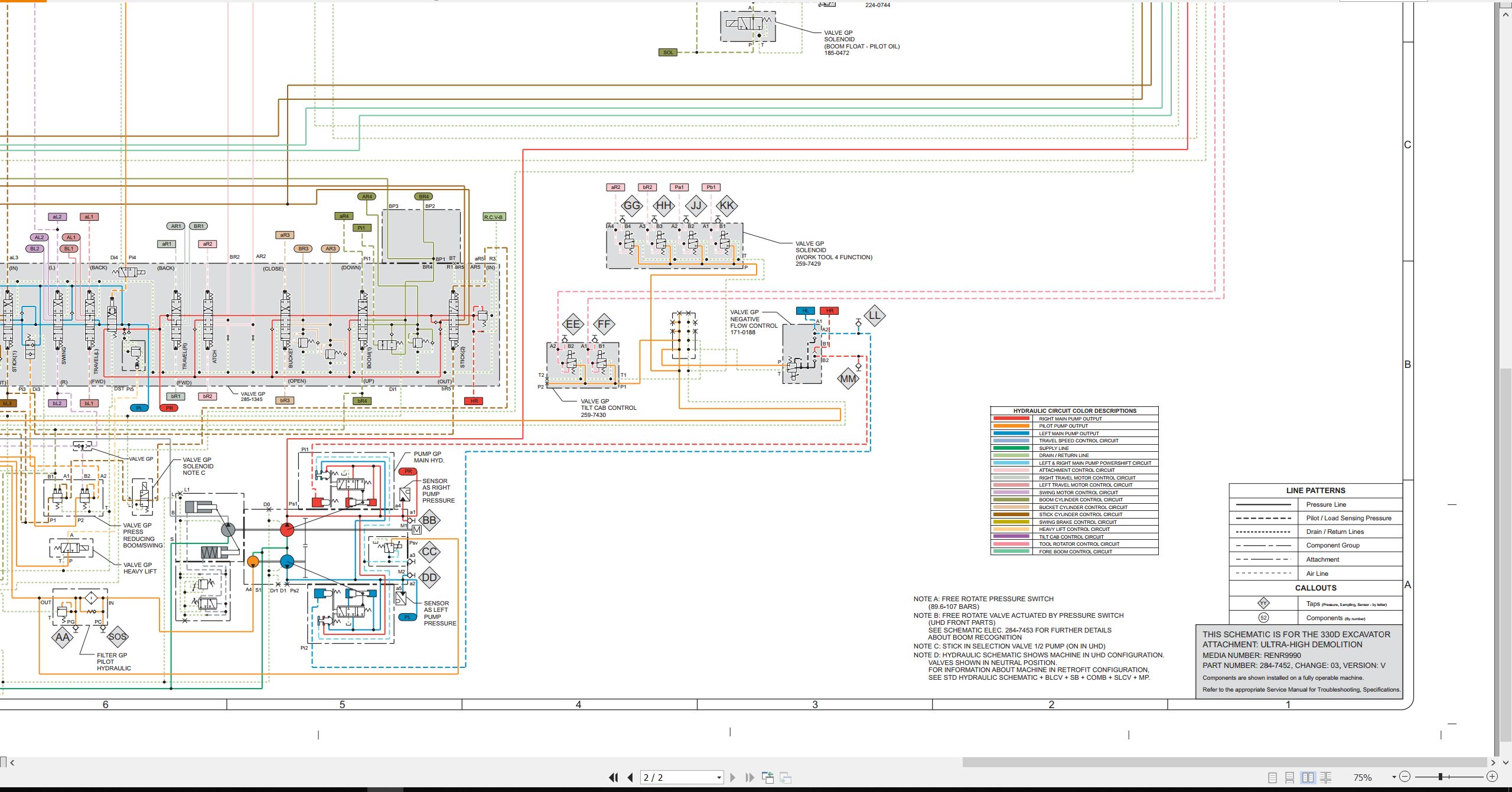 CAT Excavator 330D UHD Electrical Hydraulic Schematic (3)
