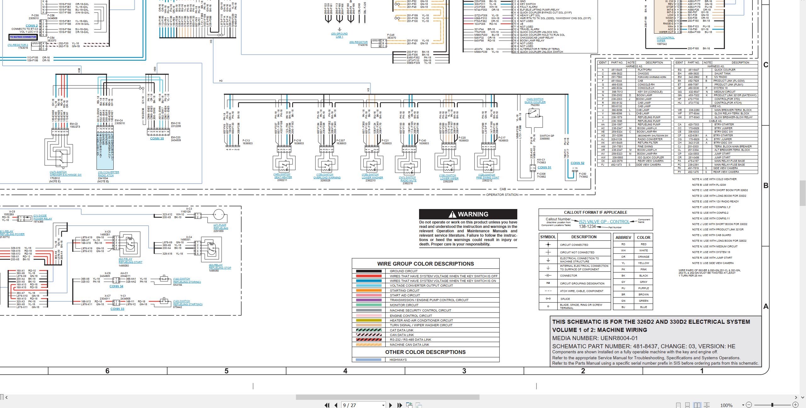 CAT Excavator 330D2 Electrical Hydraulic Schematic (2)