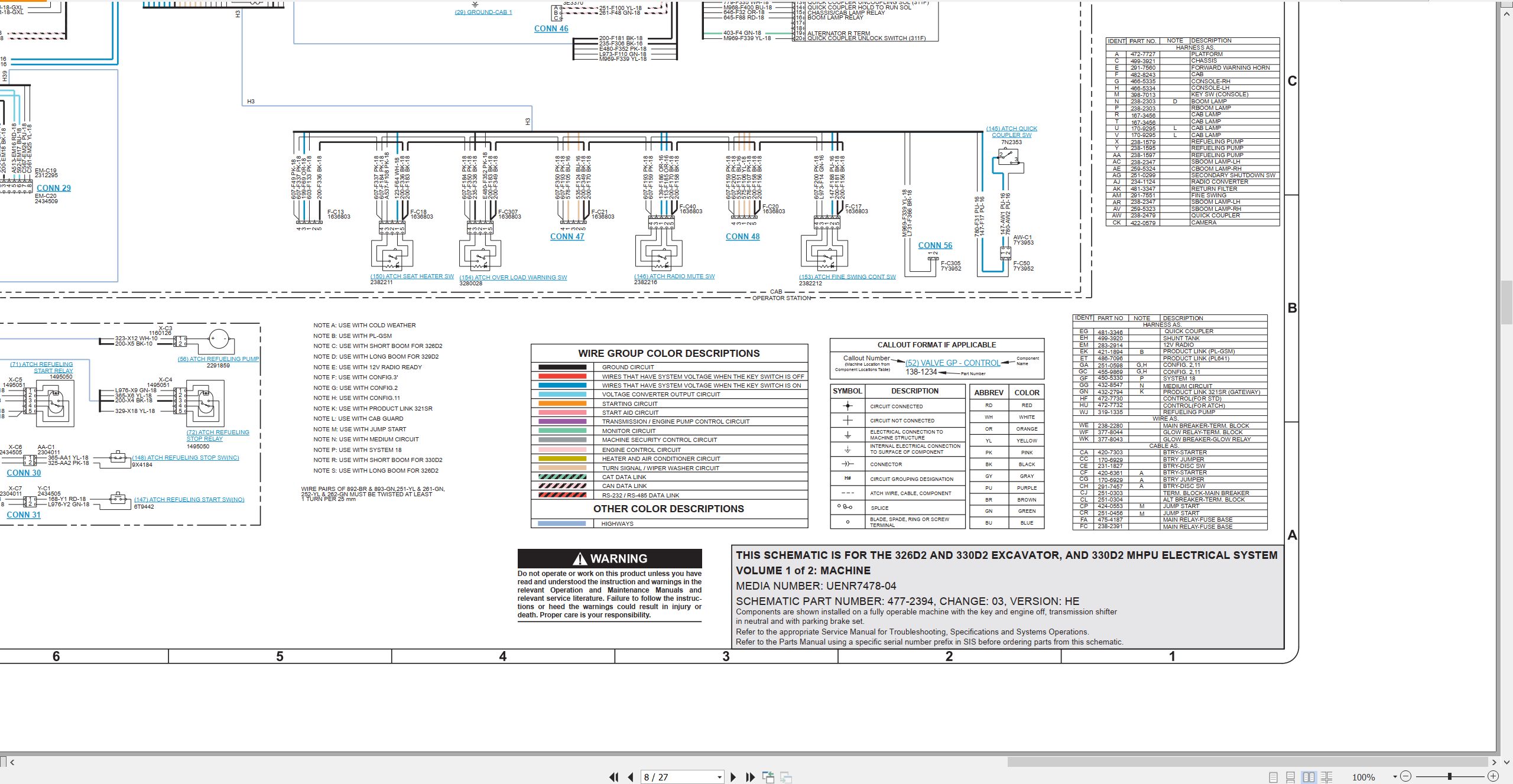 CAT Excavator 330D2 MHPU Electrical Hydraulic Schematic (2)