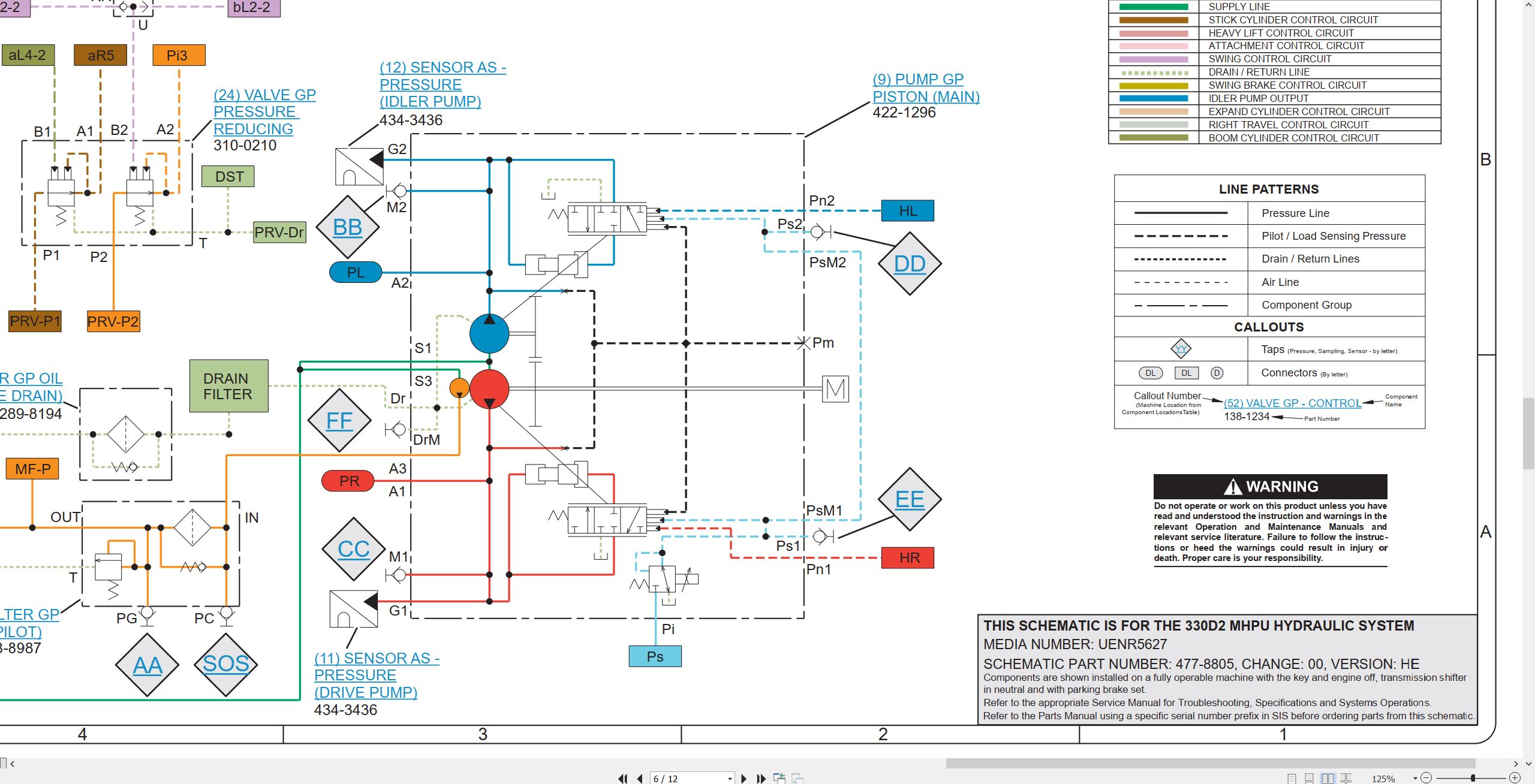 CAT Excavator 330D2 MHPU Electrical Hydraulic Schematic (3)
