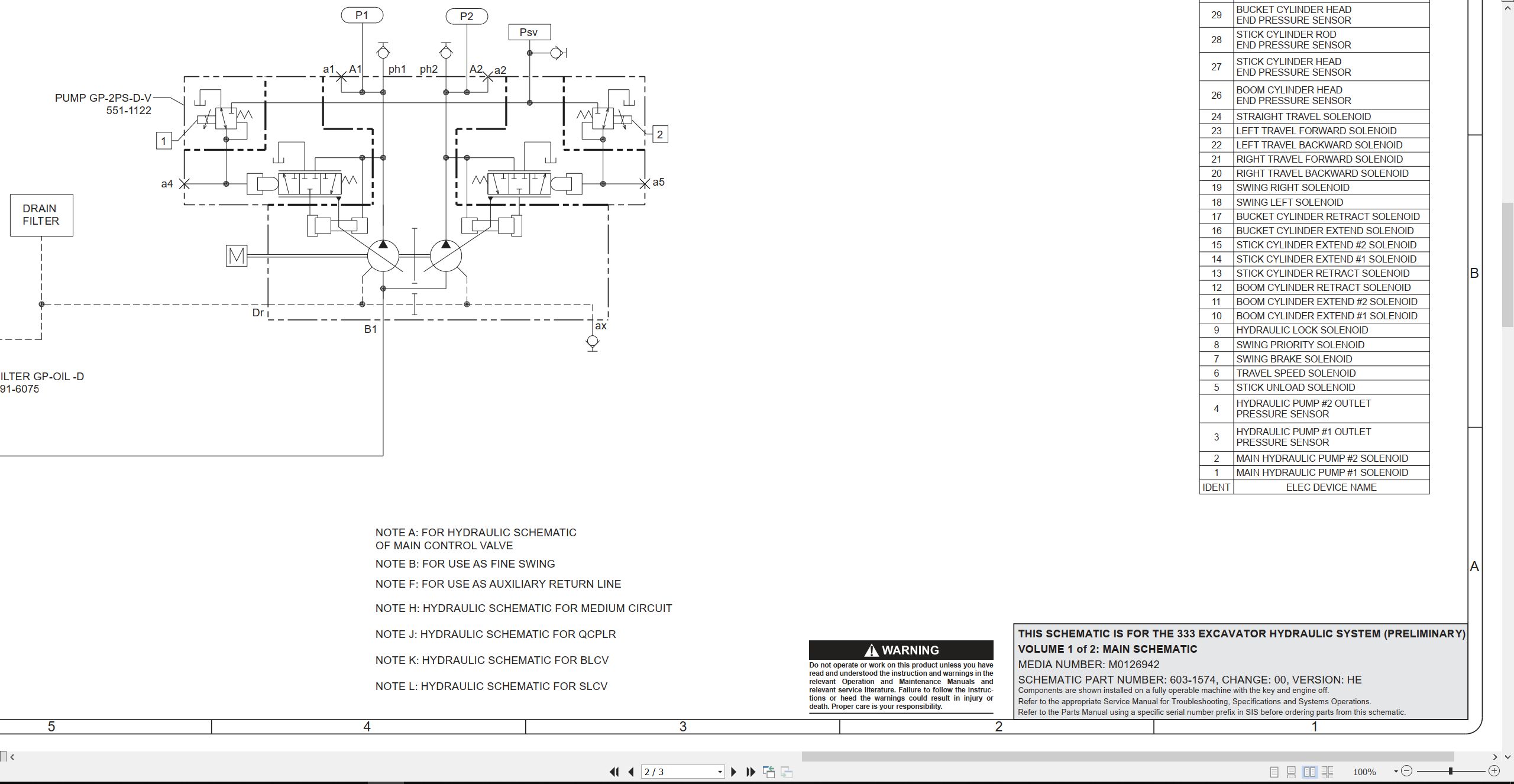 CAT Excavator 333 Electrical Hydraulic Schematic (3)