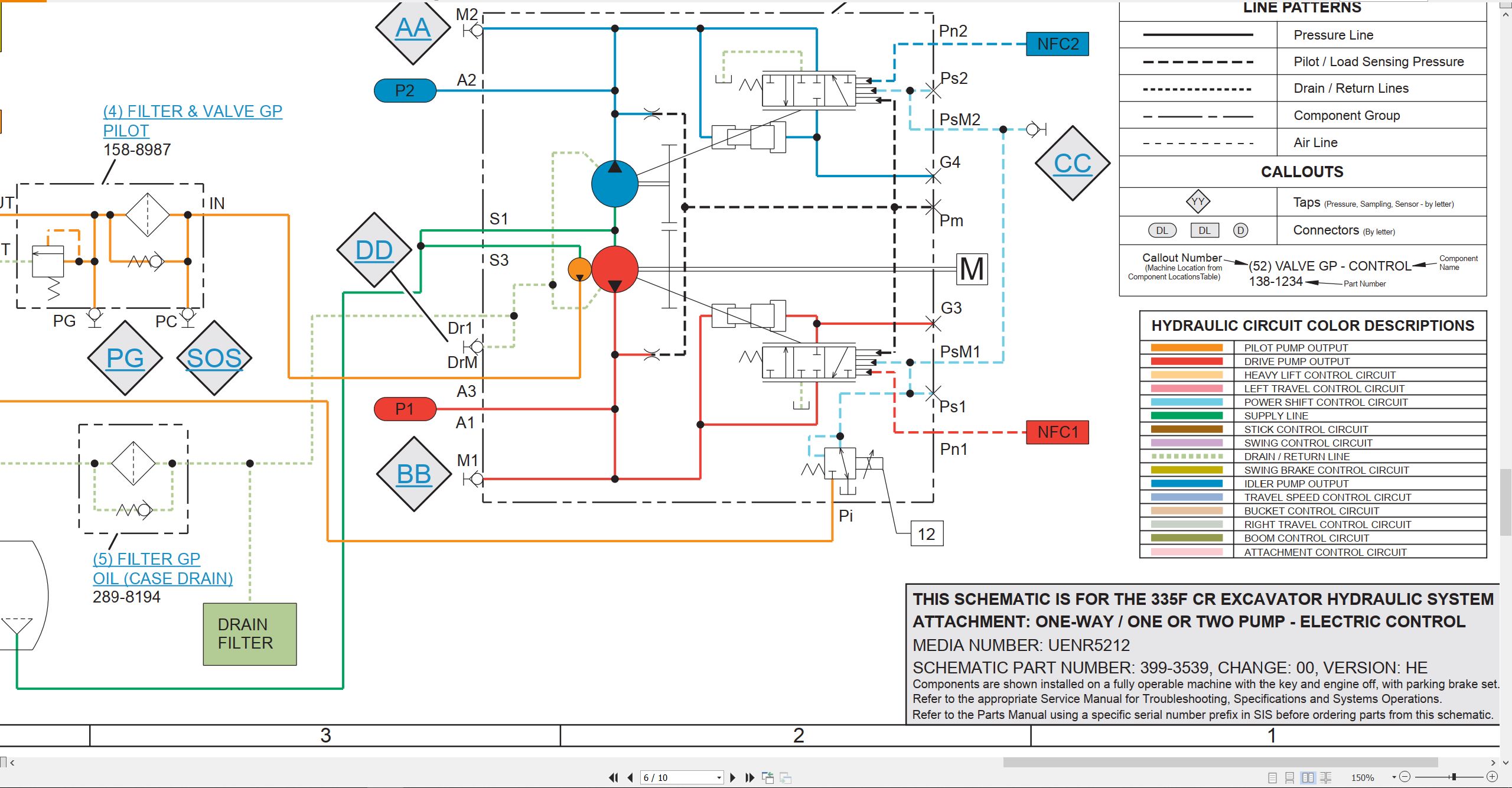 CAT Excavator 335F CR Hydraulic Schematic (2)